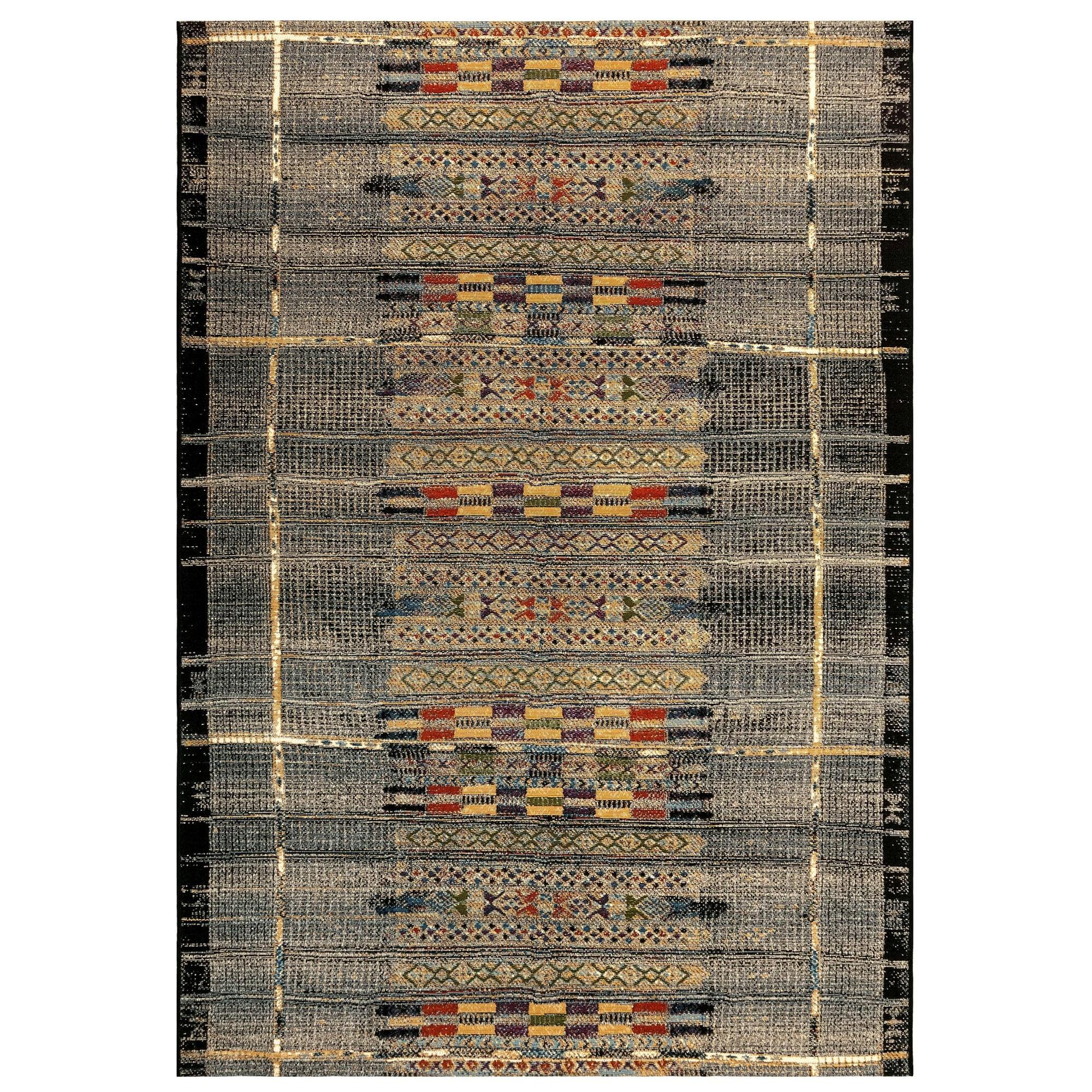 Liora Manne Marina Stripe Indoor/Outdoor Rug Black 7'10" x 9'10"