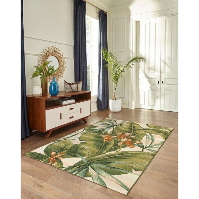 Liora Manne Marina Tropical Leaf Indoor/Outdoor Rug Cream 1'11" x 7'6"