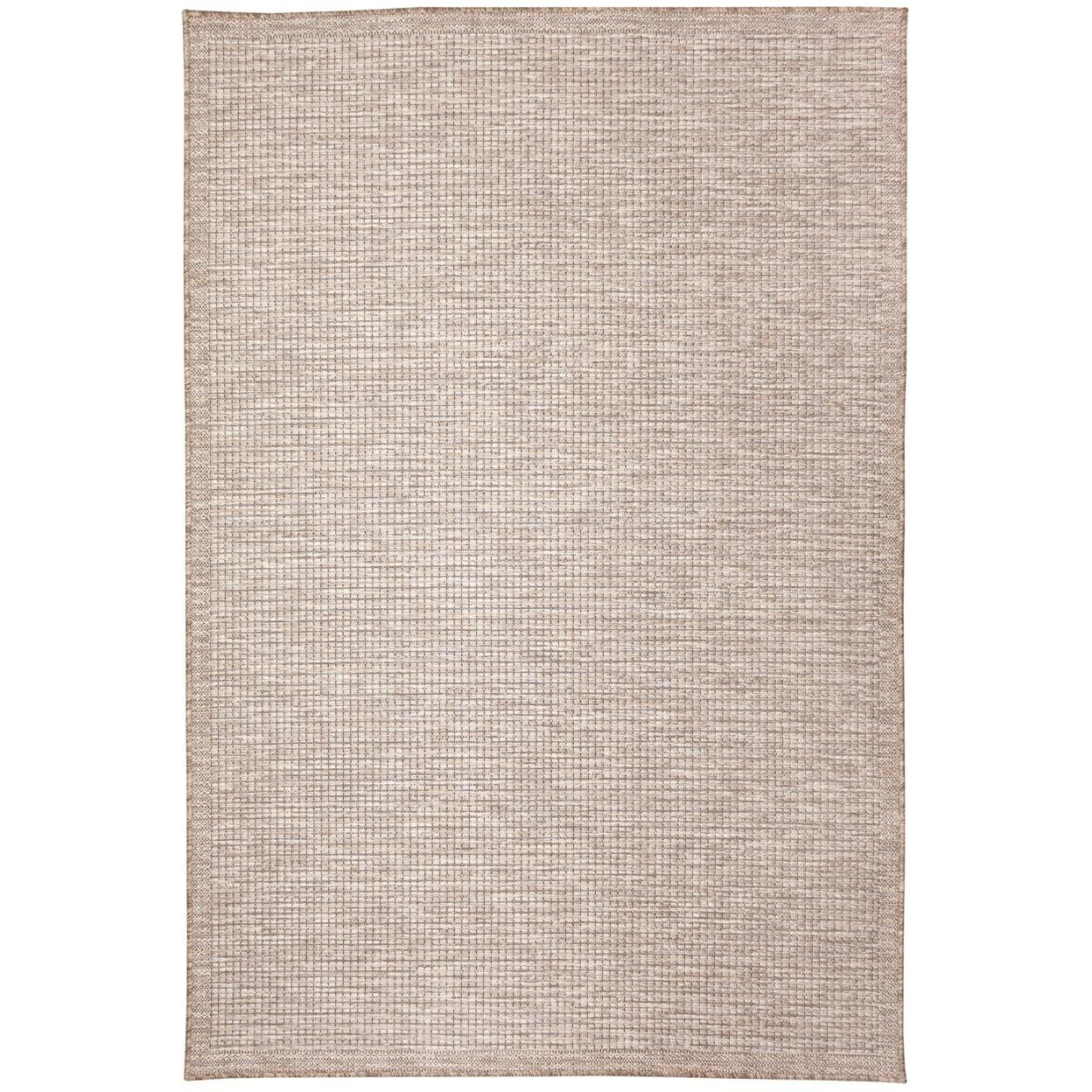 Ivory Basketweave Stripe Flatwoven Synthetic Indoor/Outdoor Rug