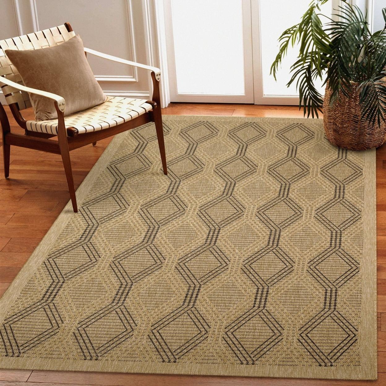 Sahara Links 5' x 7' Natural Geometric Flatwoven Synthetic Rug