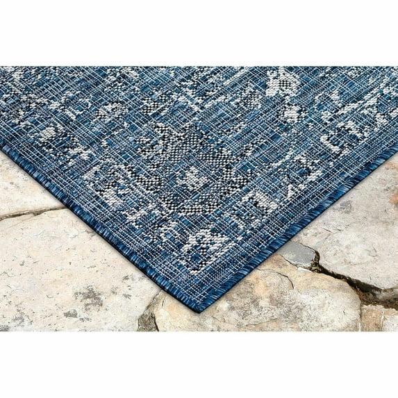 Liora Manne Carmel Vintage Floral Indoor/Outdoor Rug Navy 4'10" x 7'6"