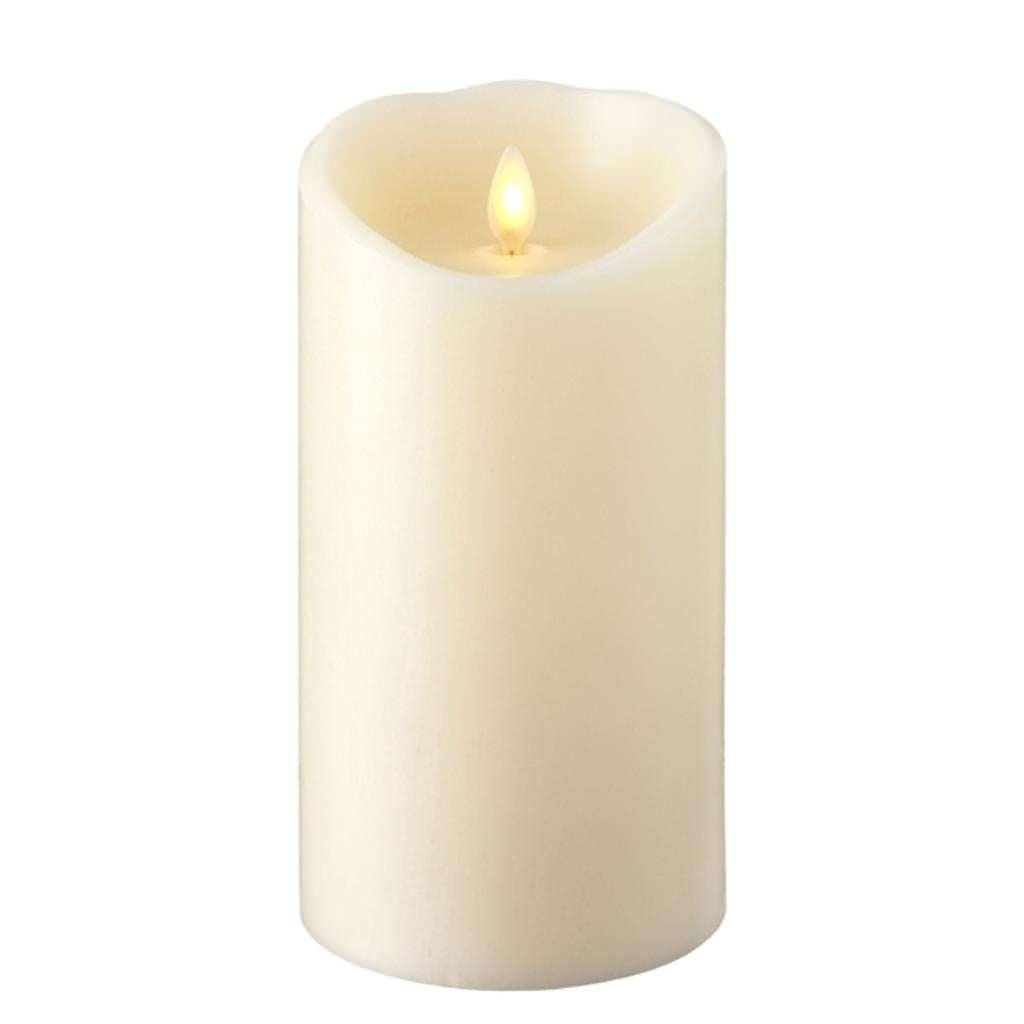Liown 37088 - 7.5" Ivory Wax Push Flame LED Pillar Candle with Timer