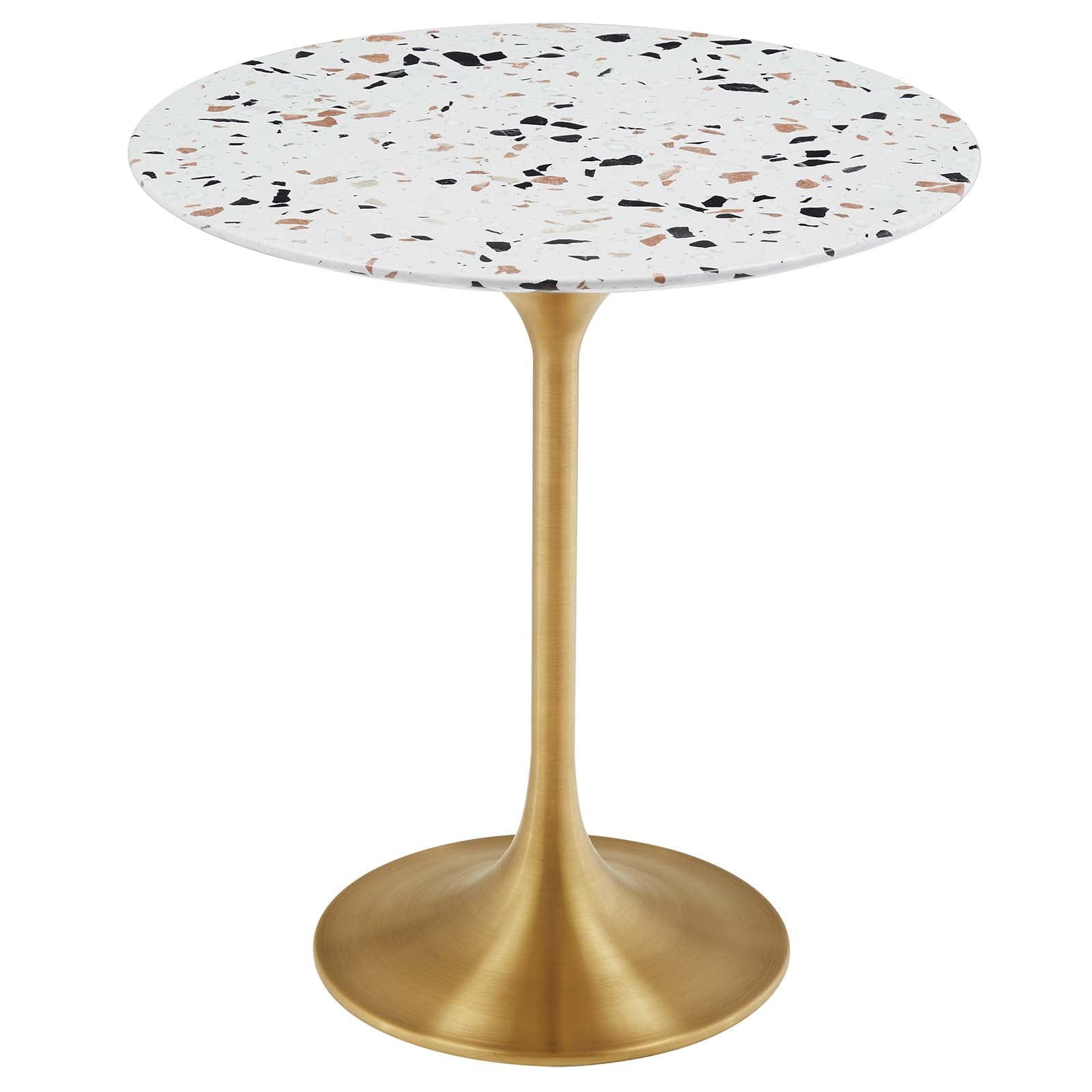 Gold Terrazzo Round Metal Pedestal Side Table