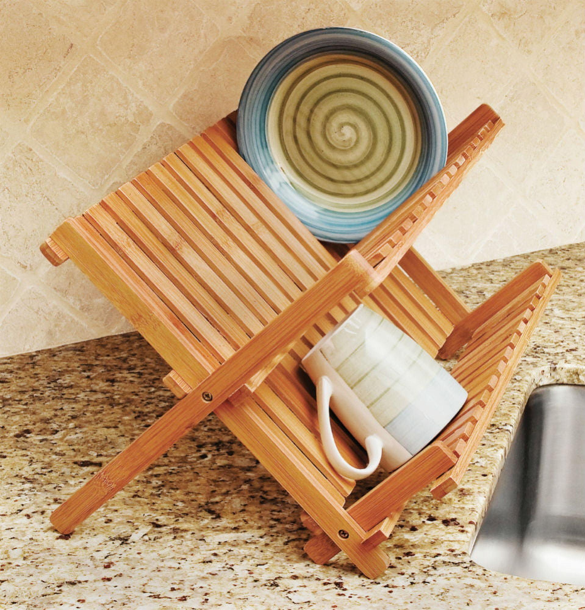 Lipper International Adjustable Bamboo Two Tier Dish Rack