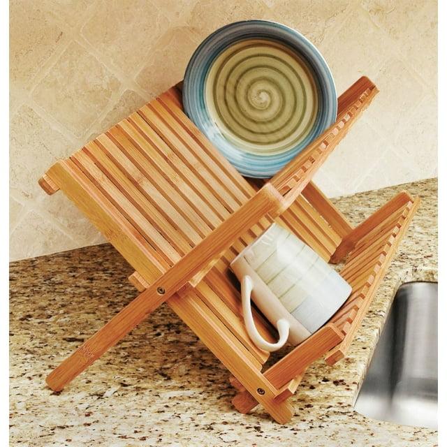 Lipper International Adjustable Bamboo Two Tier Dish Rack