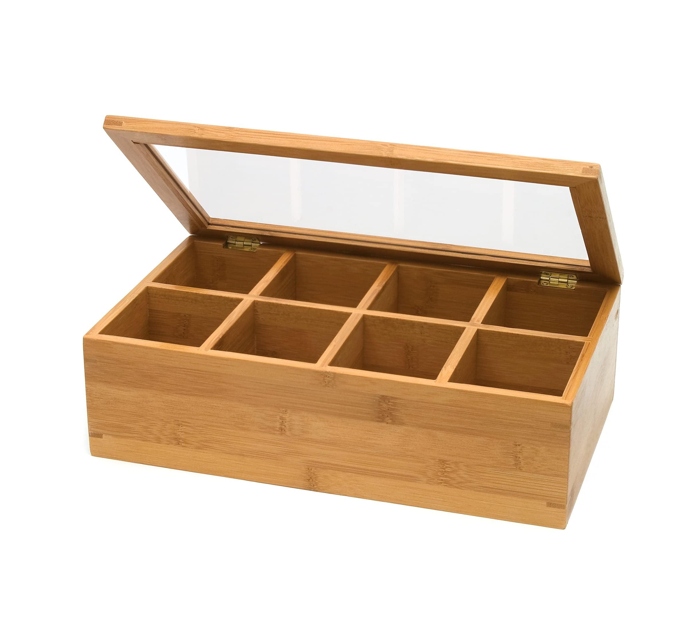 Bamboo 8-section Tea Box With Acrylic Lid