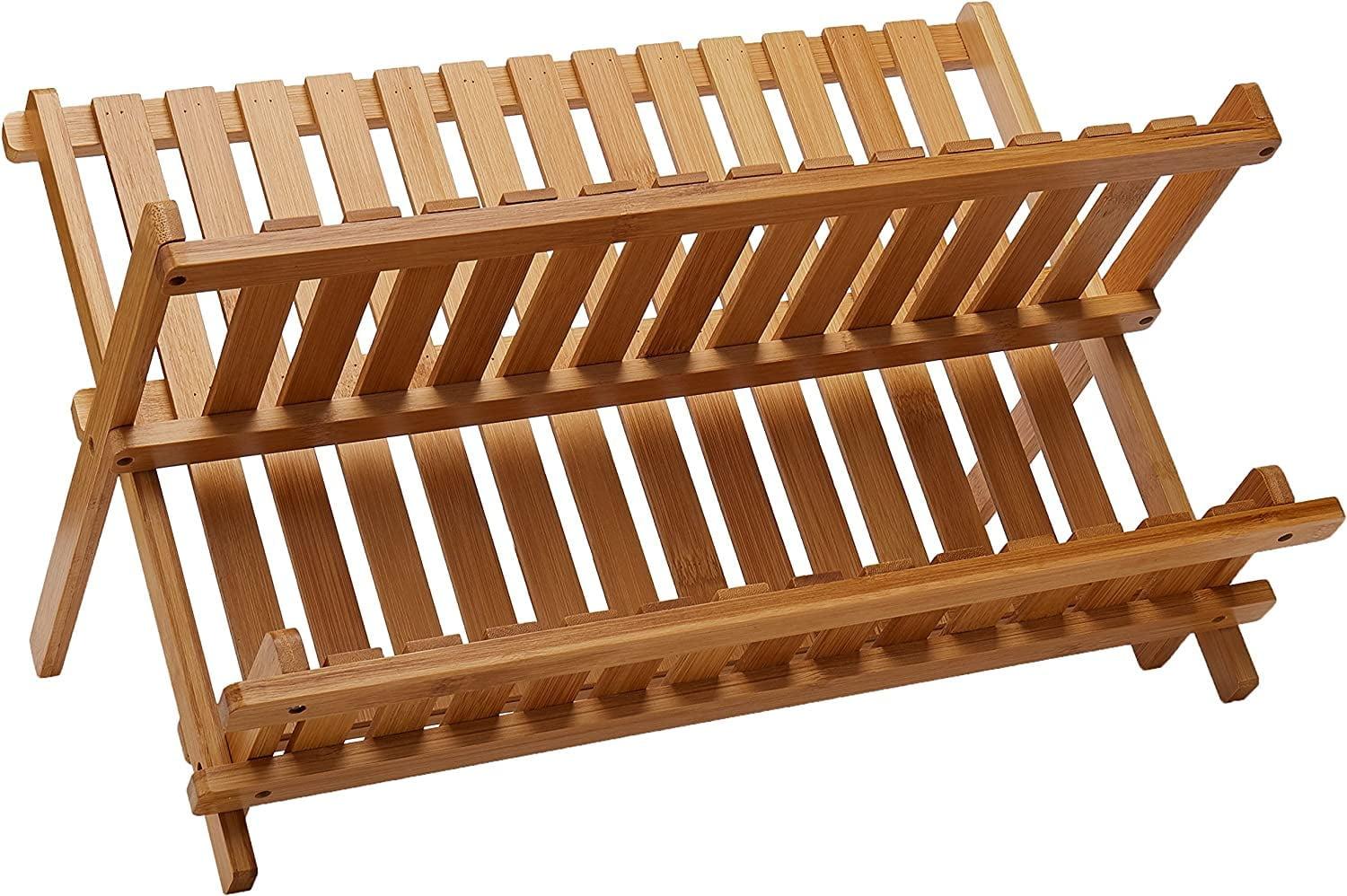 Lipper International Adjustable Bamboo Two Tier Dish Rack