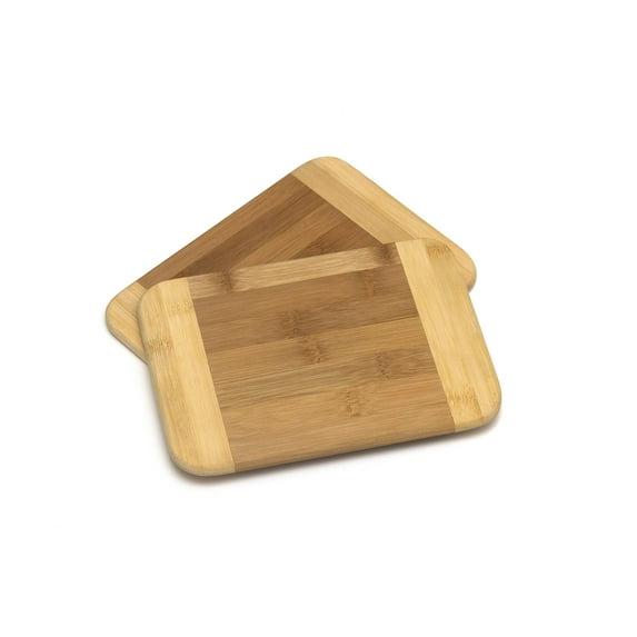 Lipper International 949 Bamboo Wood Two-Tone Kitchen Cutting and Serving Board, Small, 8" x 6" x 5/16", Set of 2