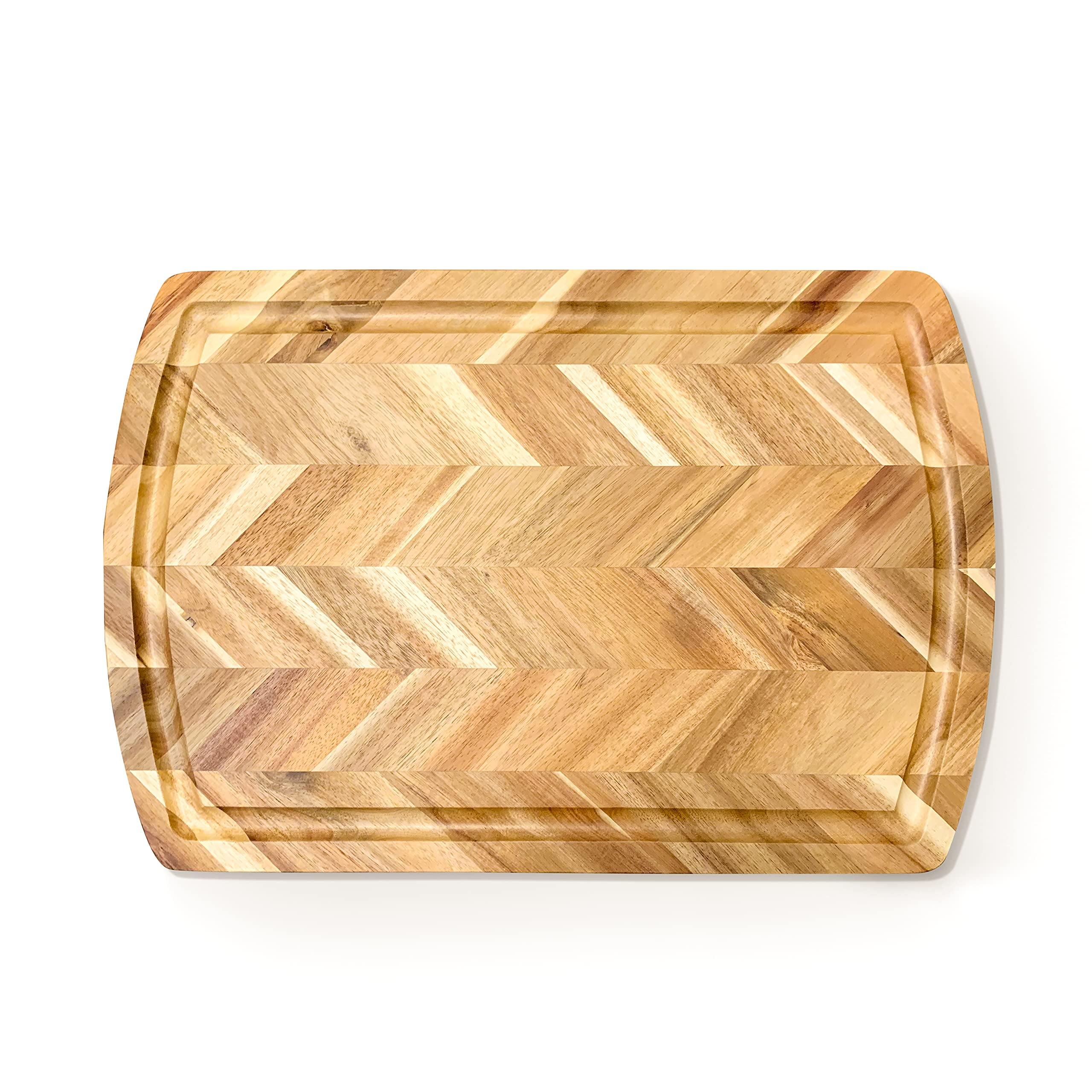 18" x 12" Acacia Herringbone Cutting Board - Lipper International