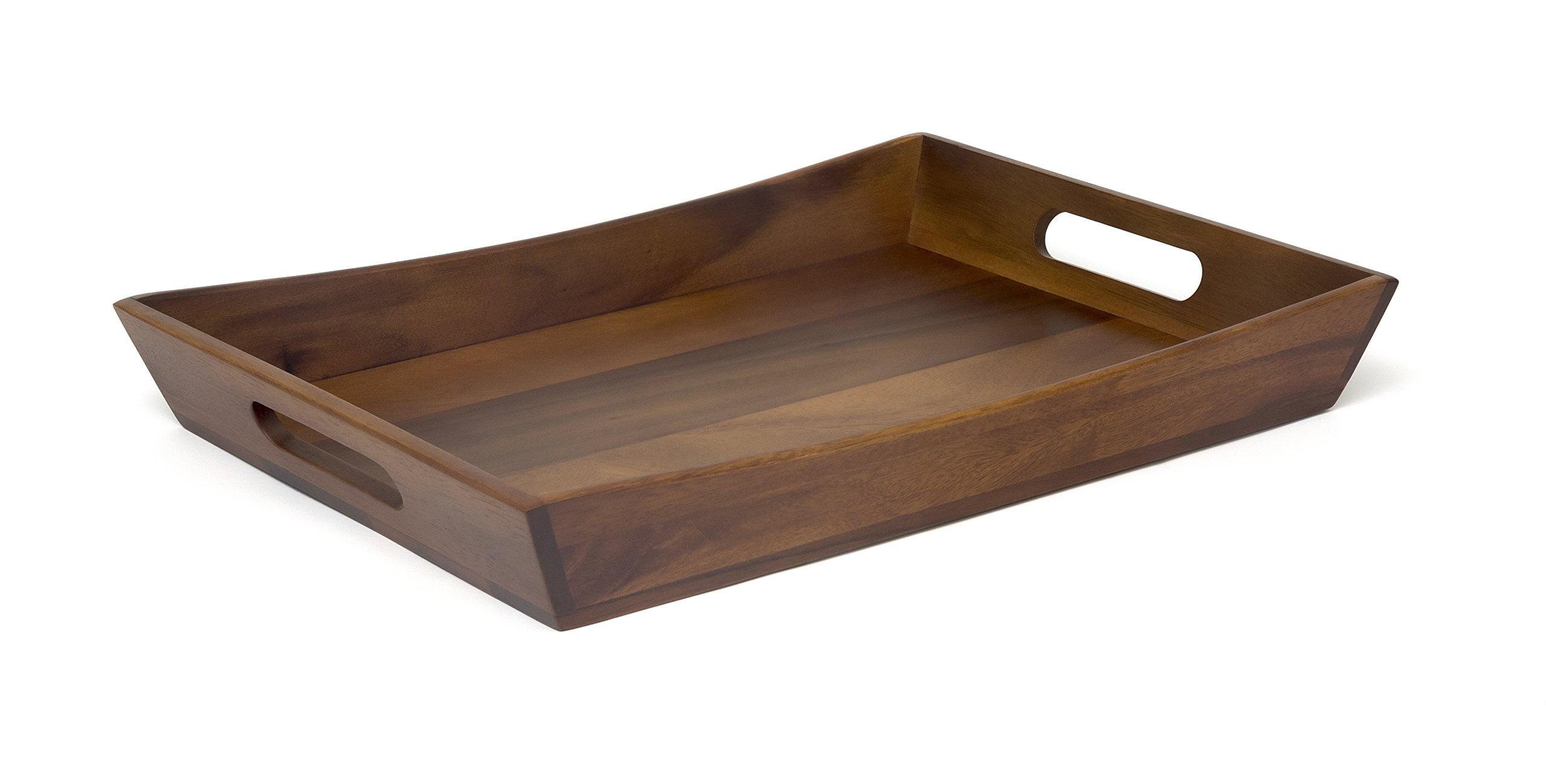 Acacia Wood Curved Serving Tray with Handles