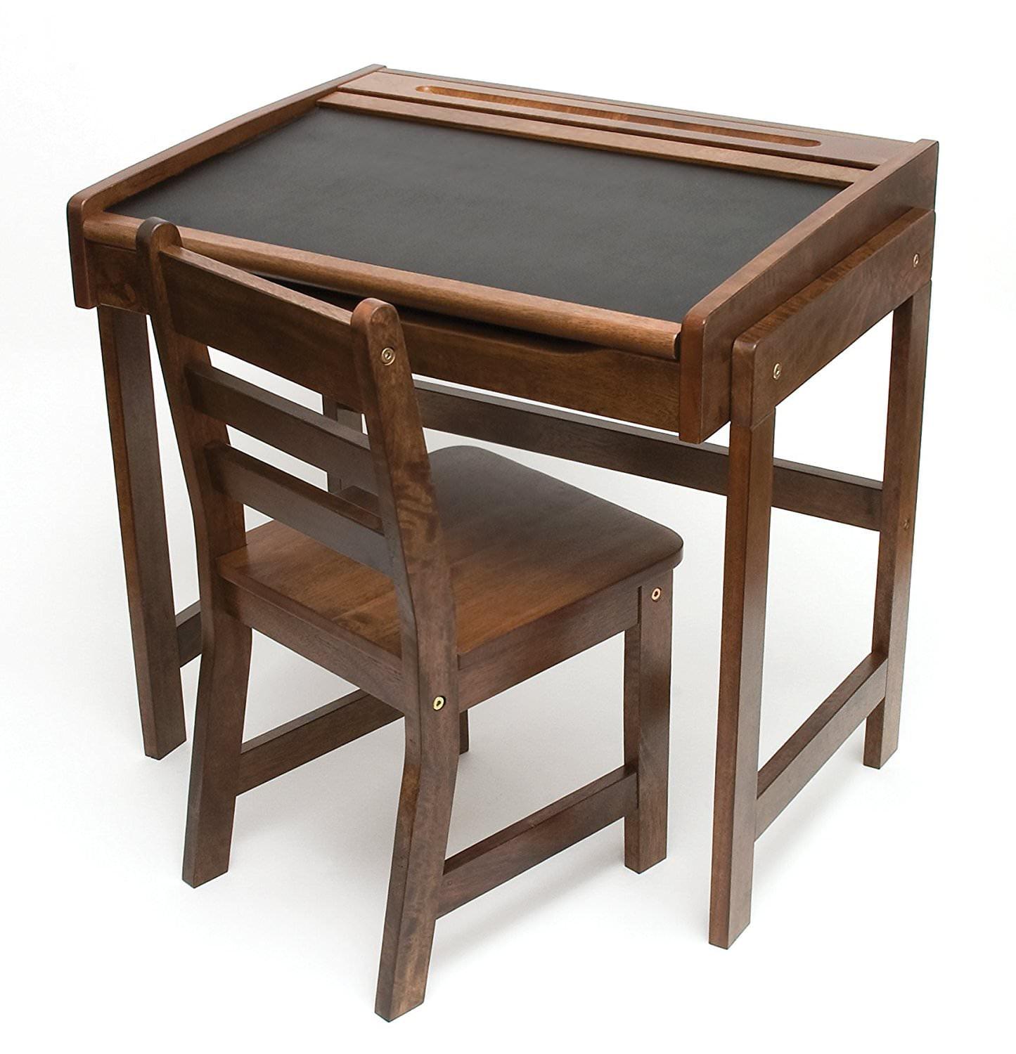 Walnut Child's Writing Desk with Chalkboard and Drawer