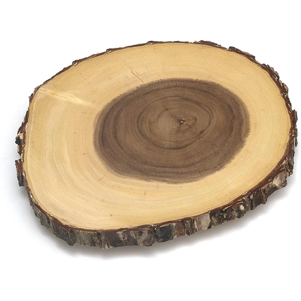 Small Acacia Wood Tree Bark Footed Server Platter