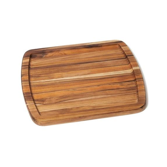 Lipper International Teak Edge Grain Wooden Serving Platter Cutting Board, Brown