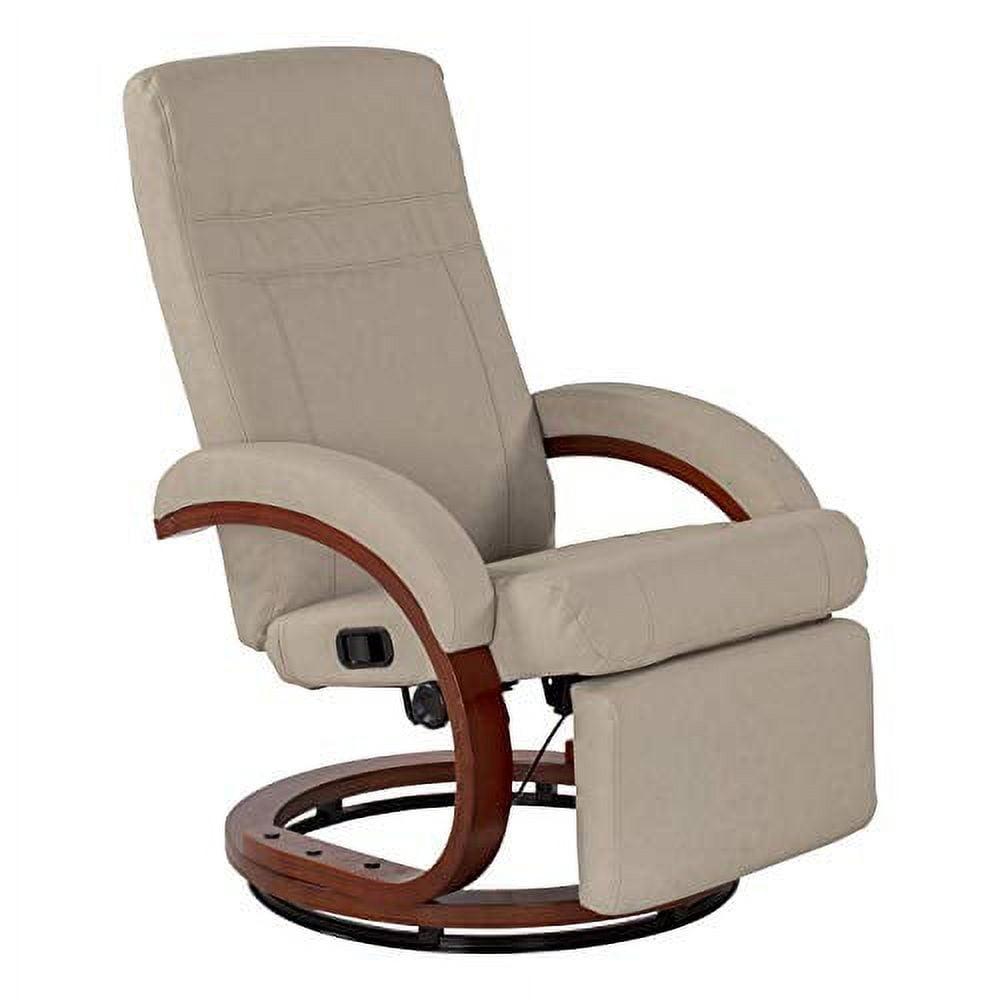 Beige Leather Swivel Recliner Armchair with Footrest