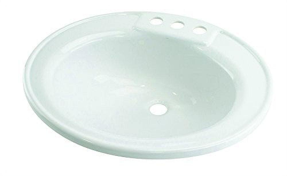 White Acrylic Oval Drop-In Bathroom Sink with 3-Hole Mount