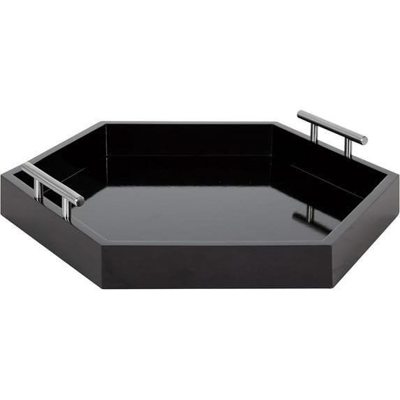Kate and Laurel Lipton Tray, 18x18, Black and Silver