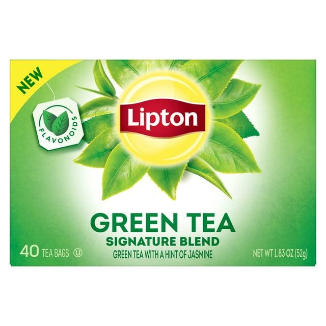 Lipton Signature Blend Green Tea Bags, Unsweetened Teabags for Hot Tea or Iced Tea with Caffeine and Flavonoids, 40 Count Box