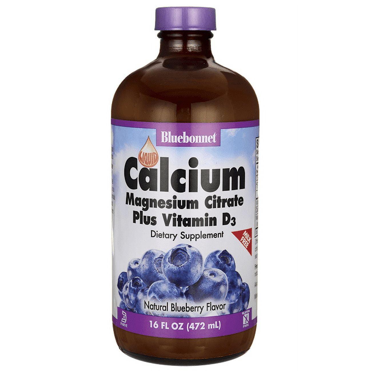 Bluebonnet Nutrition Liquid Calcium Magnesium Citrate & Vitamin D3, Blueberry, 16 fl oz (473 ml)