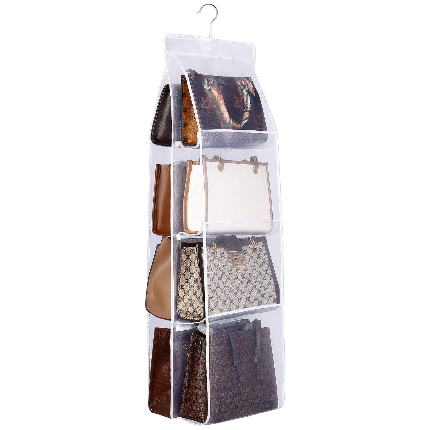 White Foldable 8-Shelf Hanging Handbag Organizer