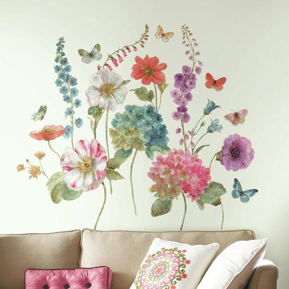 Lisa Audit Garden Flowers Peel and Stick Giant Wall Decals