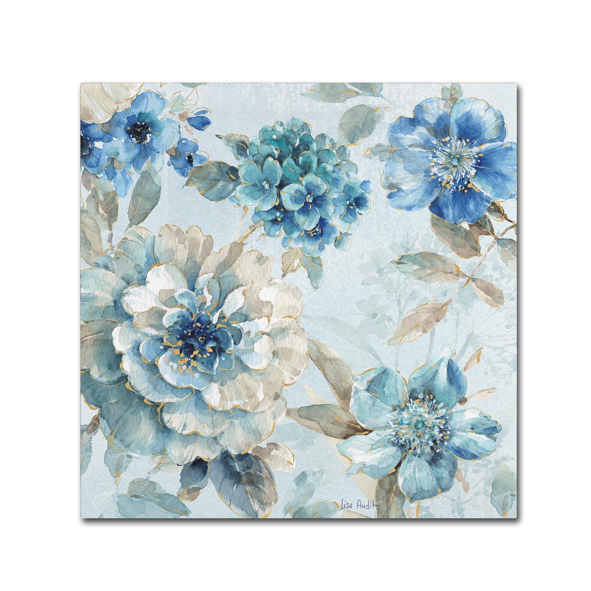 Indigold IX Blue and White Floral Canvas Art