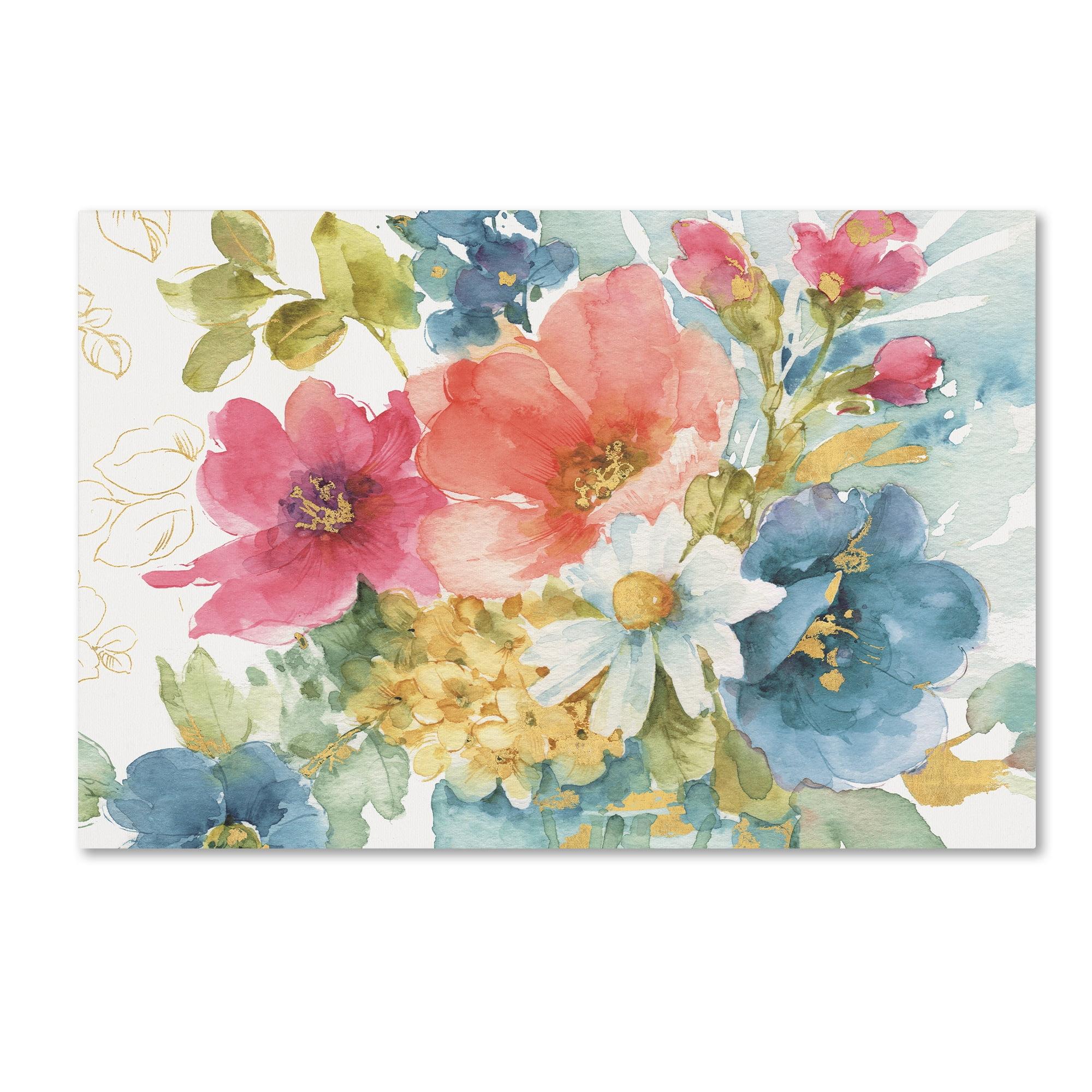 Colorful Floral Watercolor Canvas Art 16" x 24"