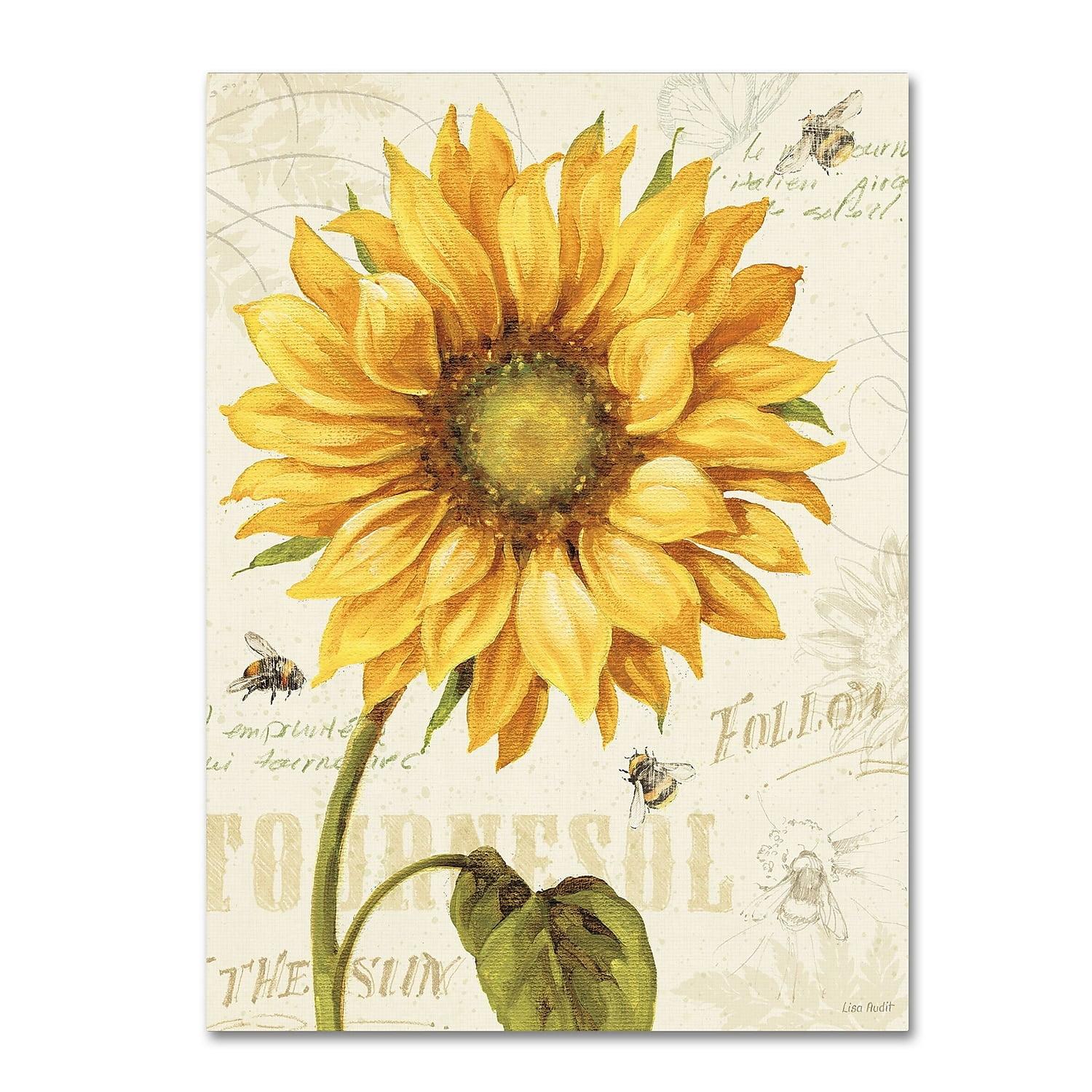 Sunflower and Bees 18x24 Canvas Wall Art