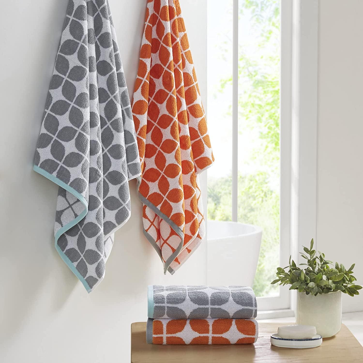 Lita Orange and Grey Cotton Jacquard 6-Piece Towel Set