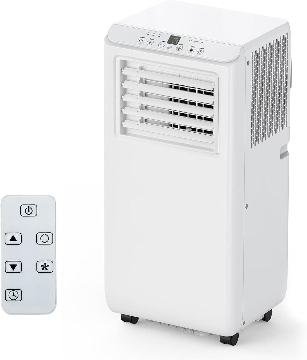 Katidap Portable Air Conditioner 8000 BTU, Cools Up to 350 sq. ft. with Remote Control, LED Touch Panel, Built-in Dehumidifier, Fan, 3 in 1 Compact Indoor AC Unit for Home Office Dorm RV.White