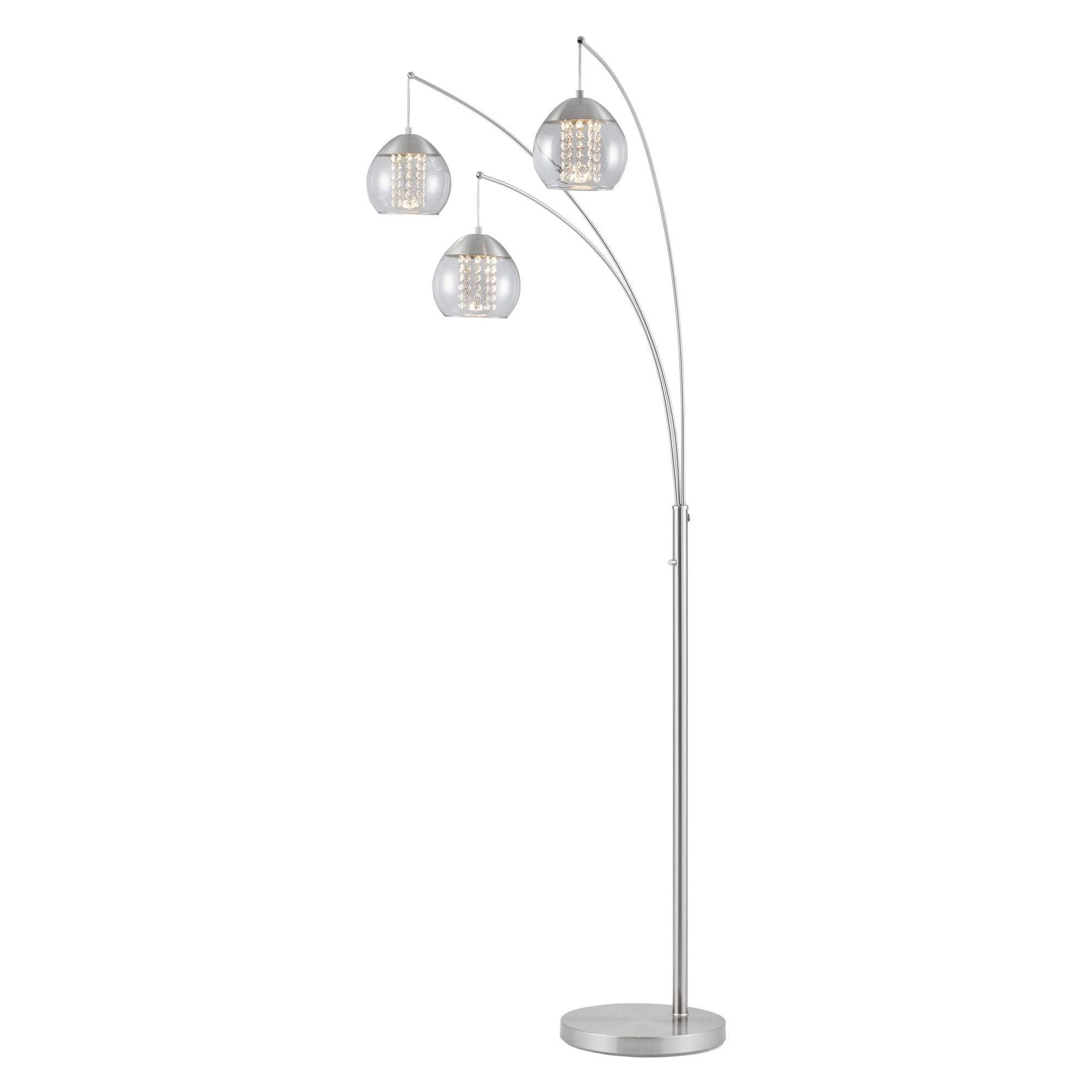 Ladessa 89" Brushed Nickel Arc Floor Lamp with Glass Shades