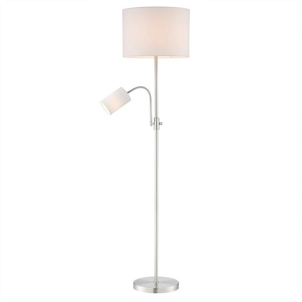 Tayvon Dual-Function 67" Brushed Nickel Floor Lamp with White Shade