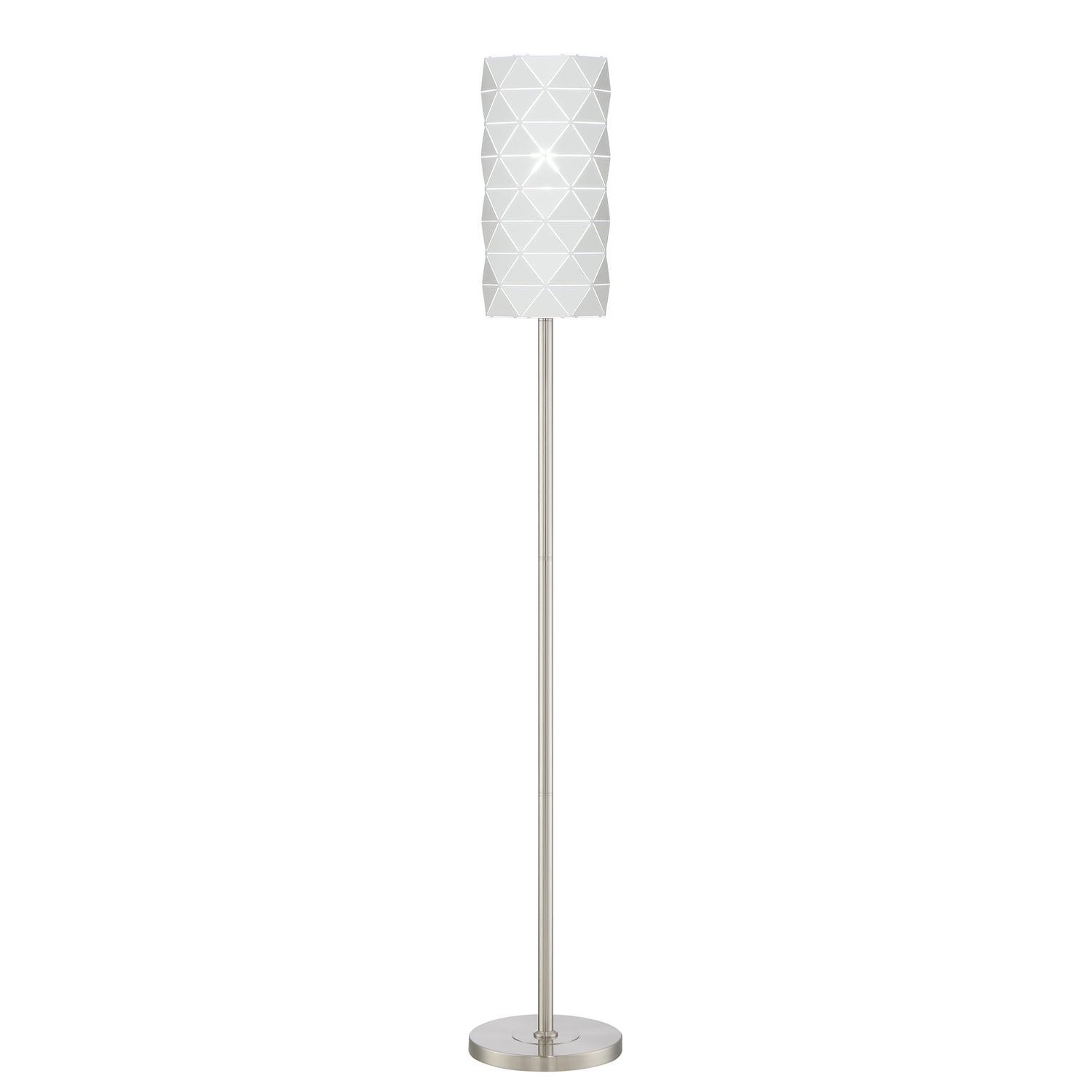 White Geometric Metal Shade Floor Lamp with Brushed Nickel Base