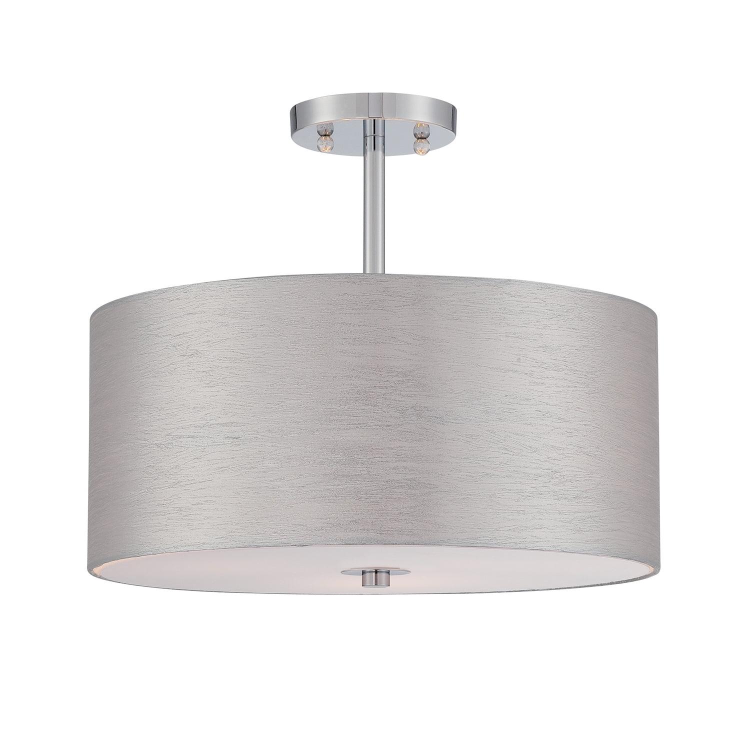 Chrome Drum Shade Semi-Flush Ceiling Light with Acrylic Diffuser