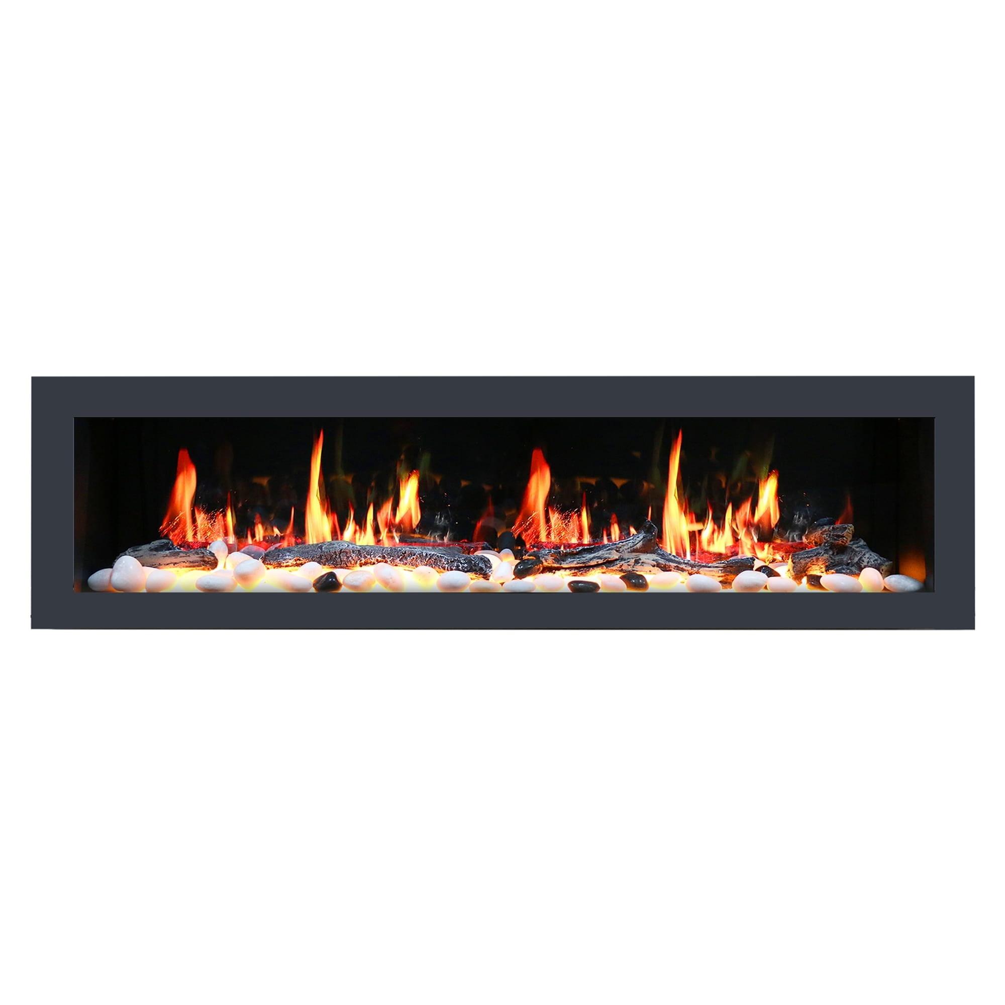 Latitude II 78-Inch Black Crystal Electric Fireplace