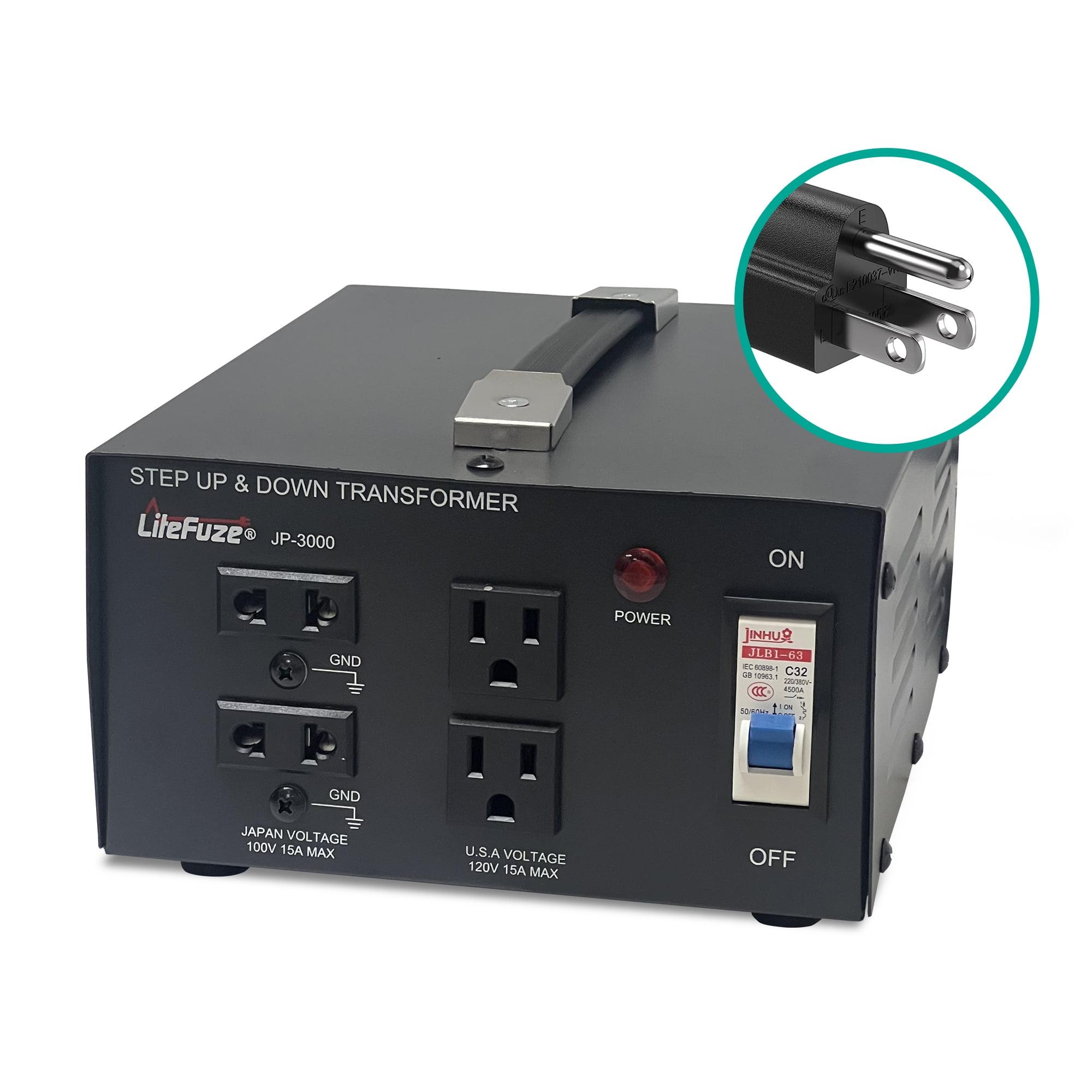 Litefuze 3000W Japan Voltage Converter Transformer - Step Up/down 100v to 120v & 120v to 100v - CE Certified with With Circuit Breaker Protection - 3-Year Warranty.(JP-3000)