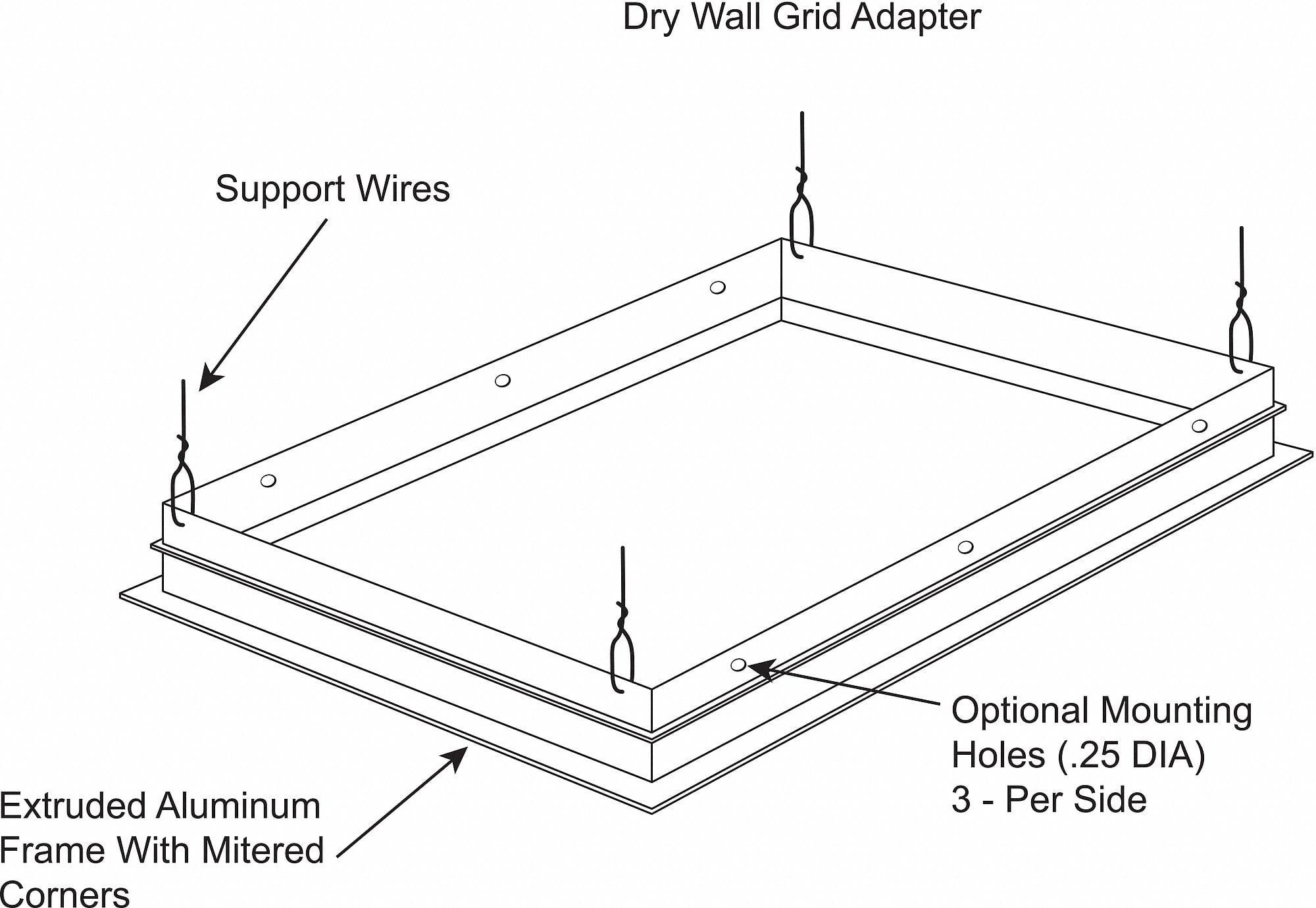 Elegant 2x4 ft White Acrylic Drywall Grid Adapter Kit