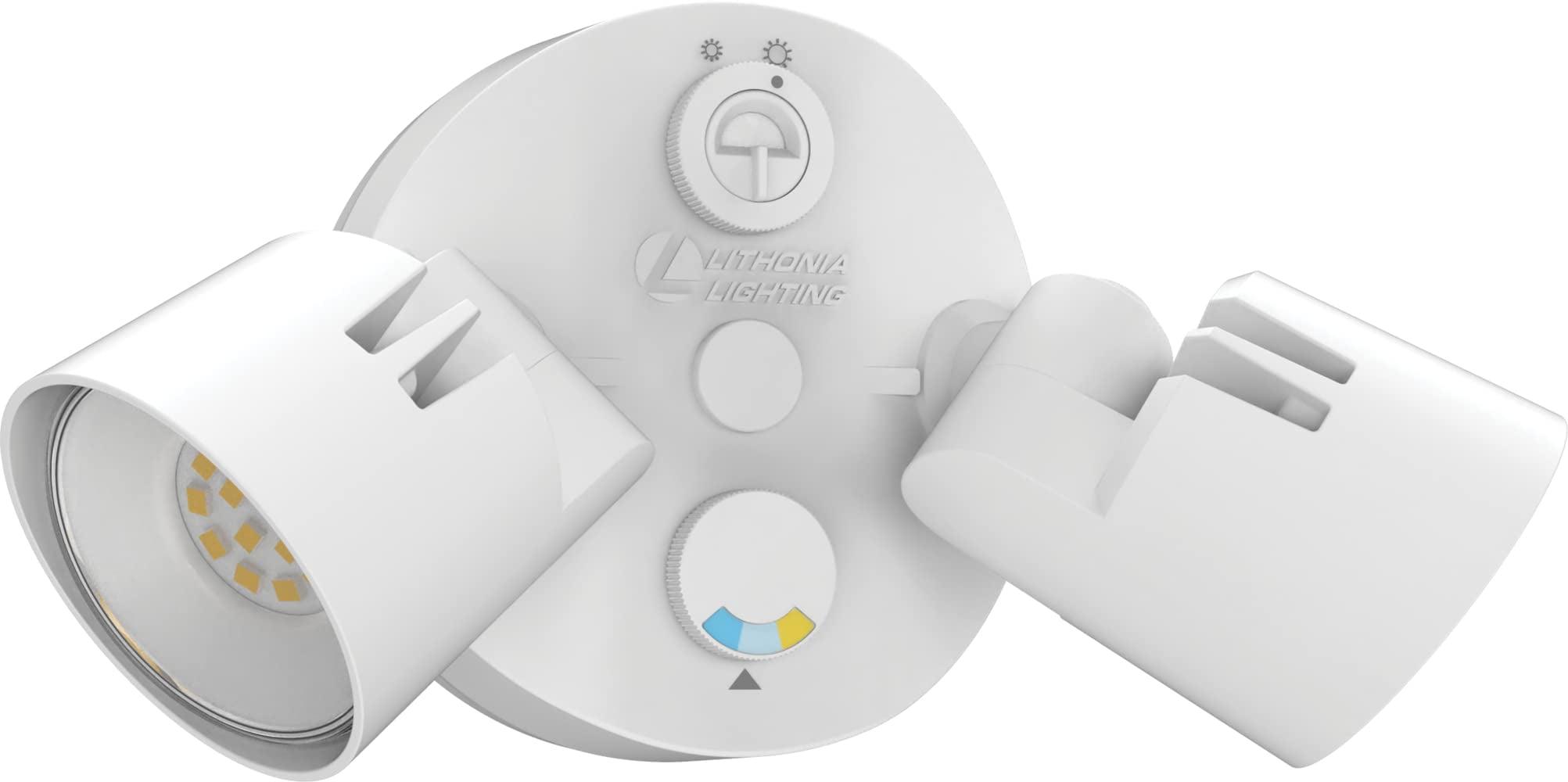 Lithonia Lighting 2 - Head Hardwired Dusk to Dawn Outdoor Security Flood Light with Motion Sensor