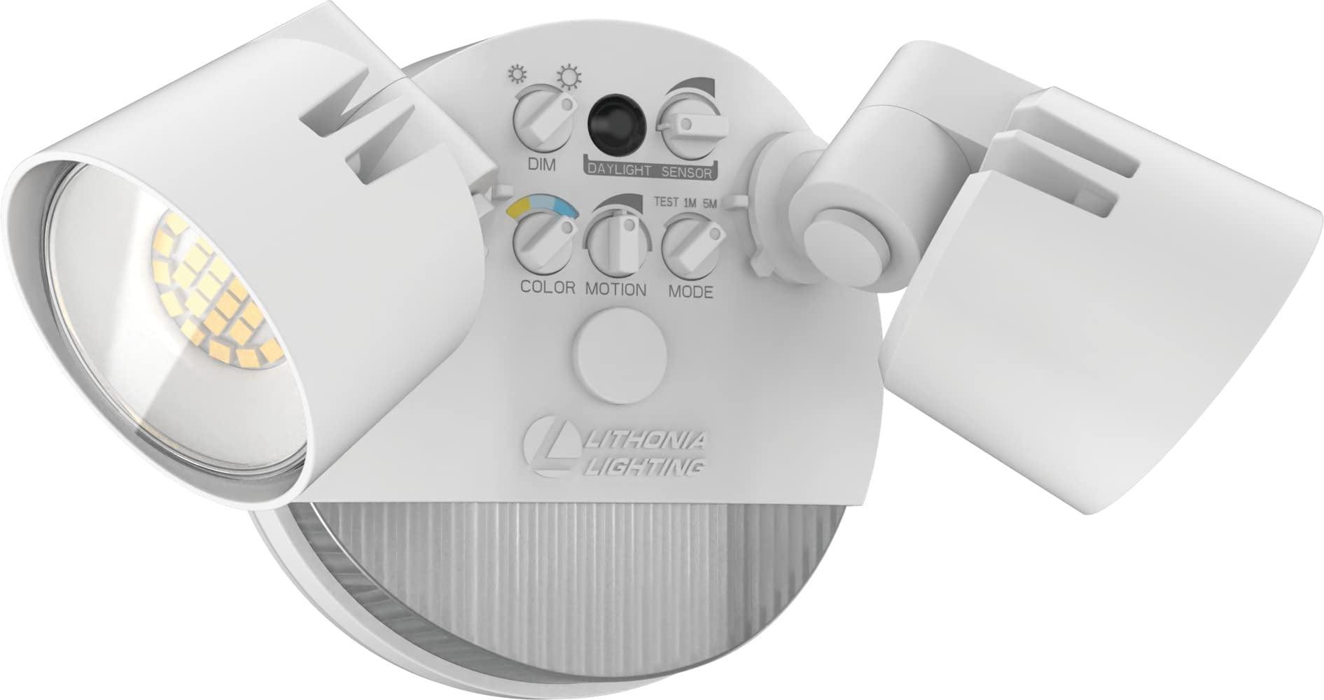 Lithonia Lighting 2 - Head Hardwired Dusk to Dawn Outdoor Security Flood Light with Motion Sensor