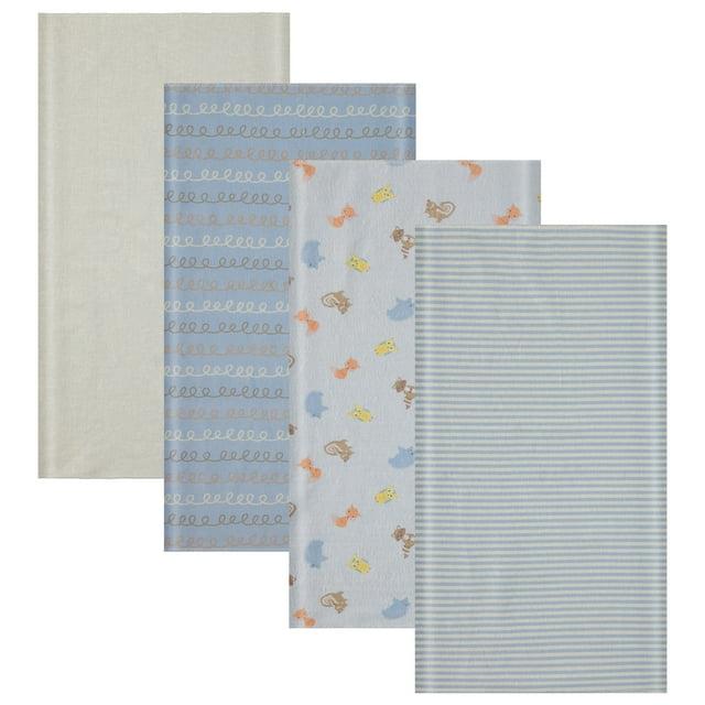 Little Beginnings Cudlie 4-Pack Receiving Blankets for Infants - Friendly Animal
