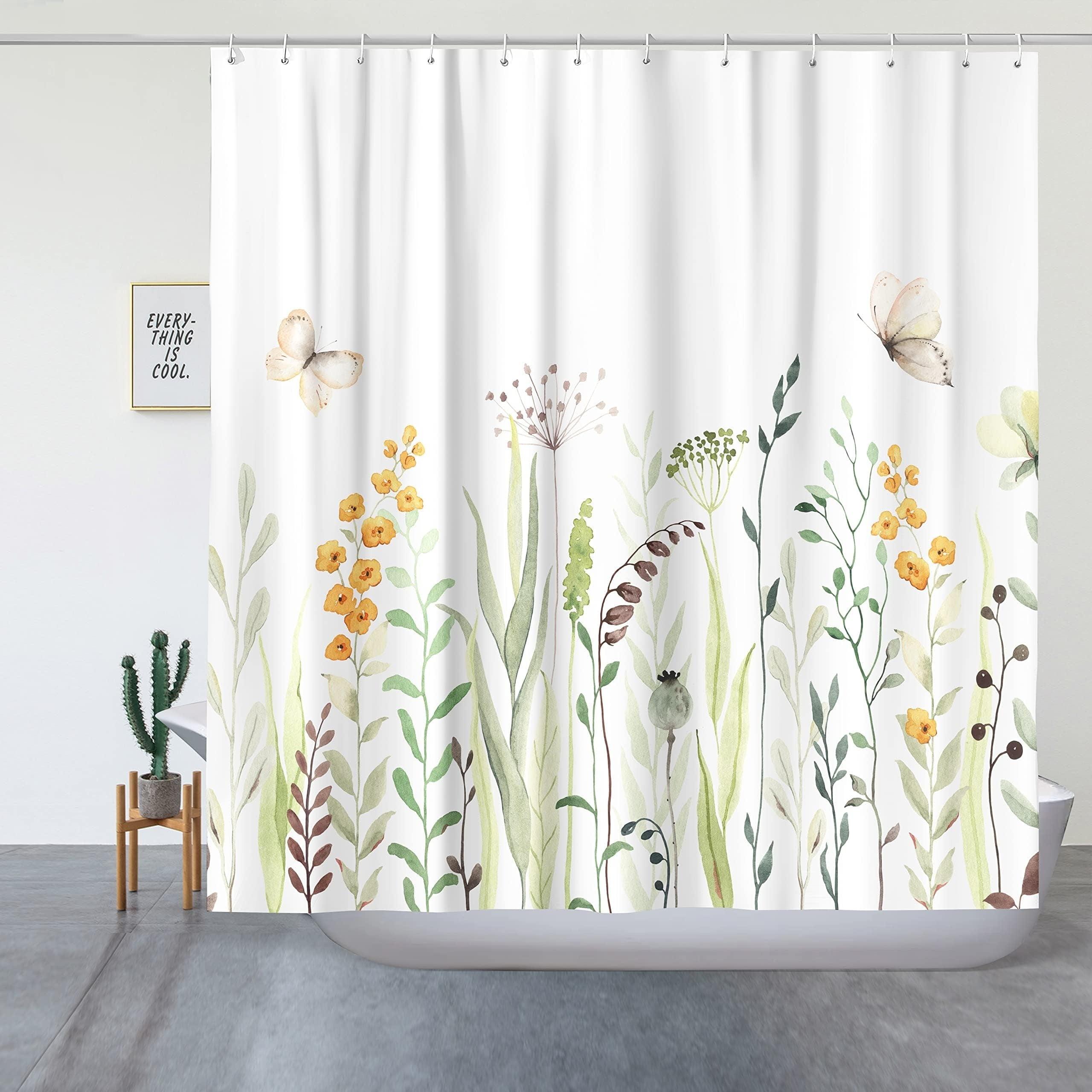 Little Flowers and Plants 72" X 72" Shower Curtain With 12 Hooks