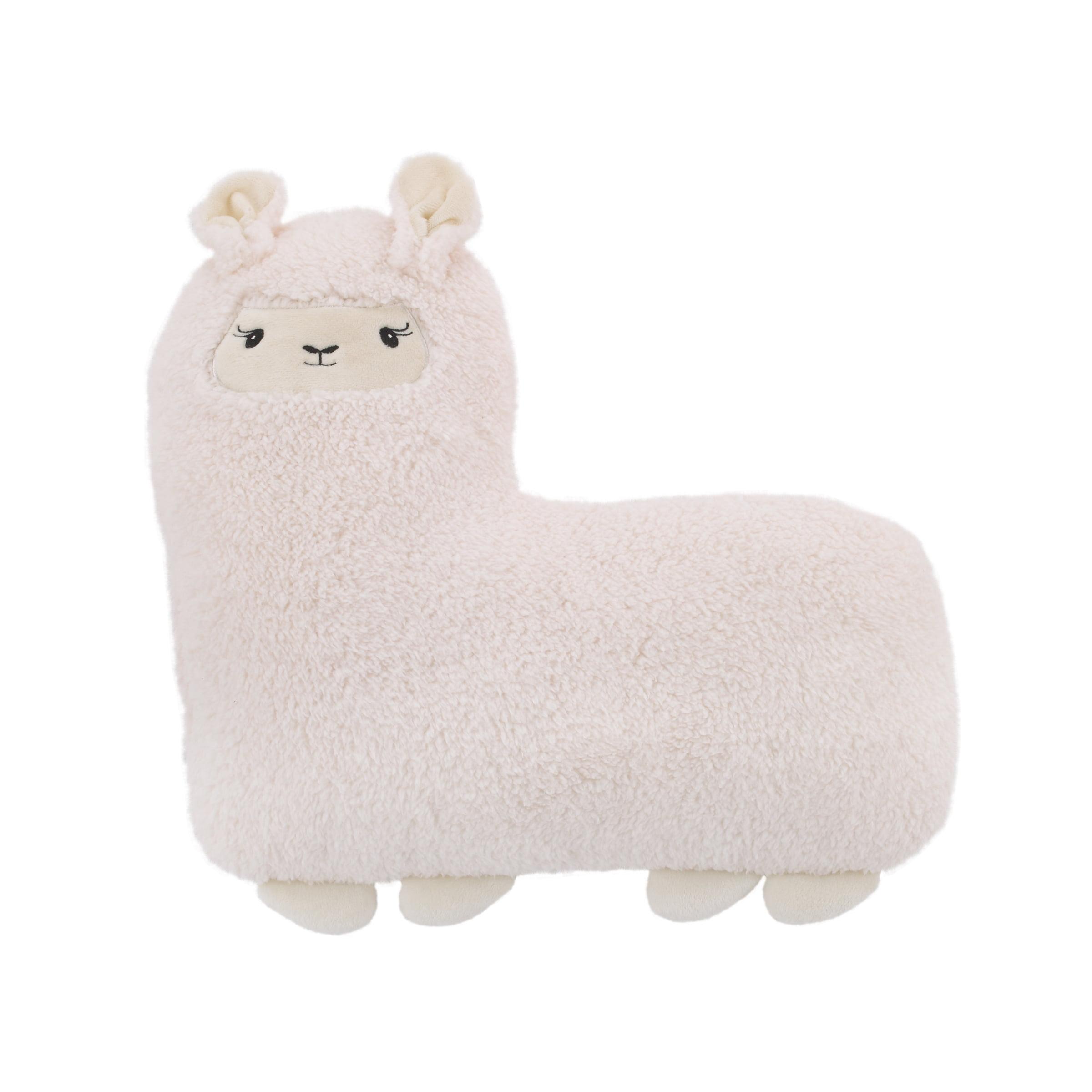 Ivory Sherpa Llama Shaped Plush Decorative Pillow