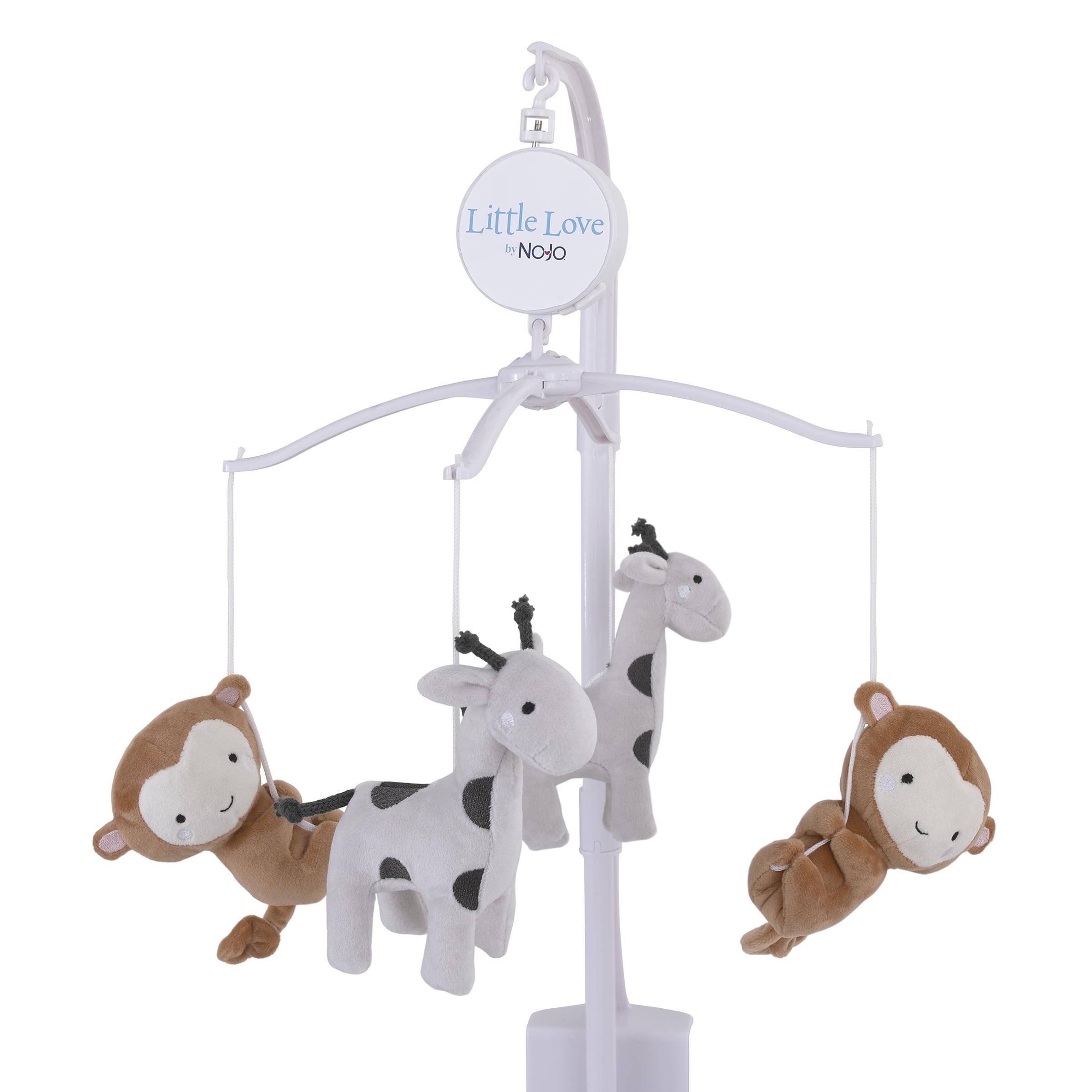 Little Love by Nojo Little Love by NoJo Jungle Ride Grey and Tan Plush Monkey and Giraffe Musical Mobile