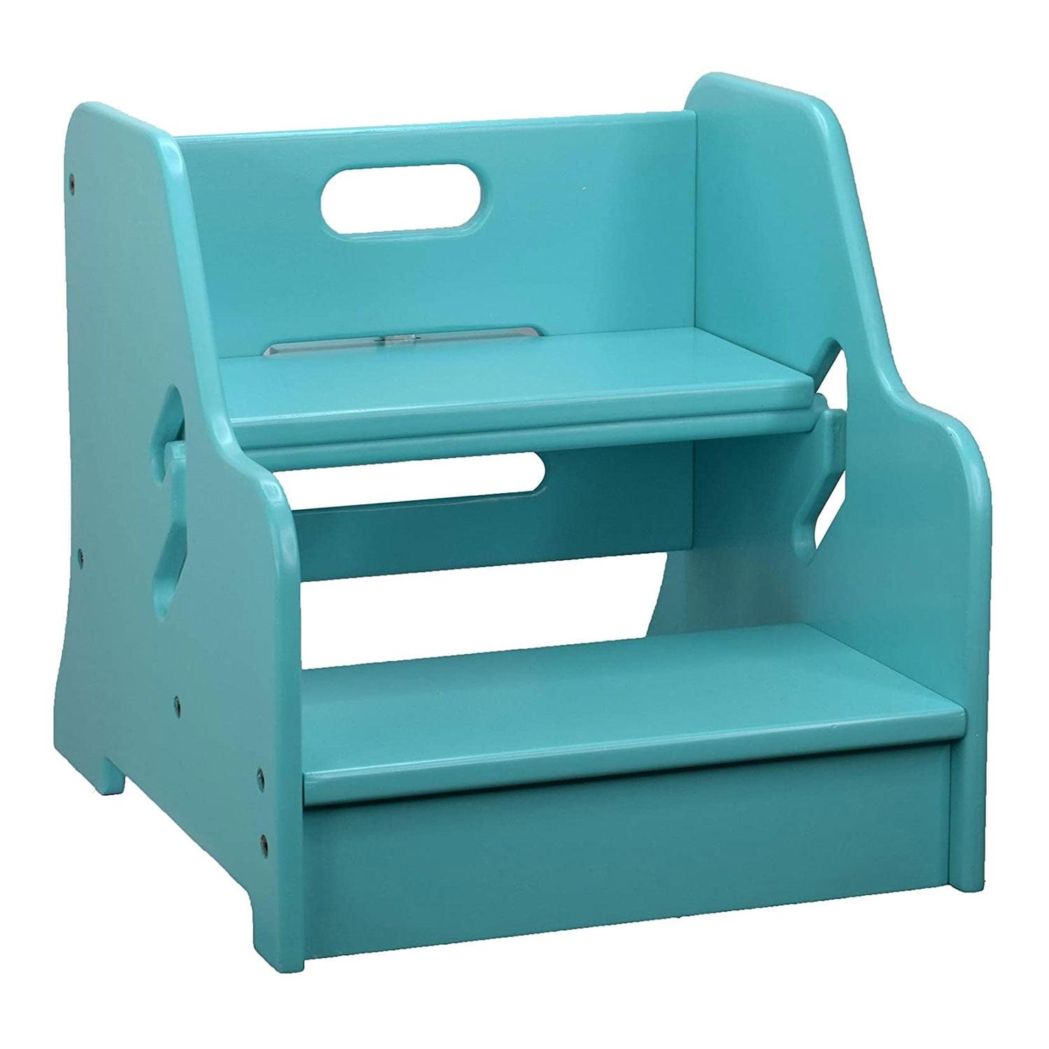 Adjustable Birchwood Step Stool in Turquoise