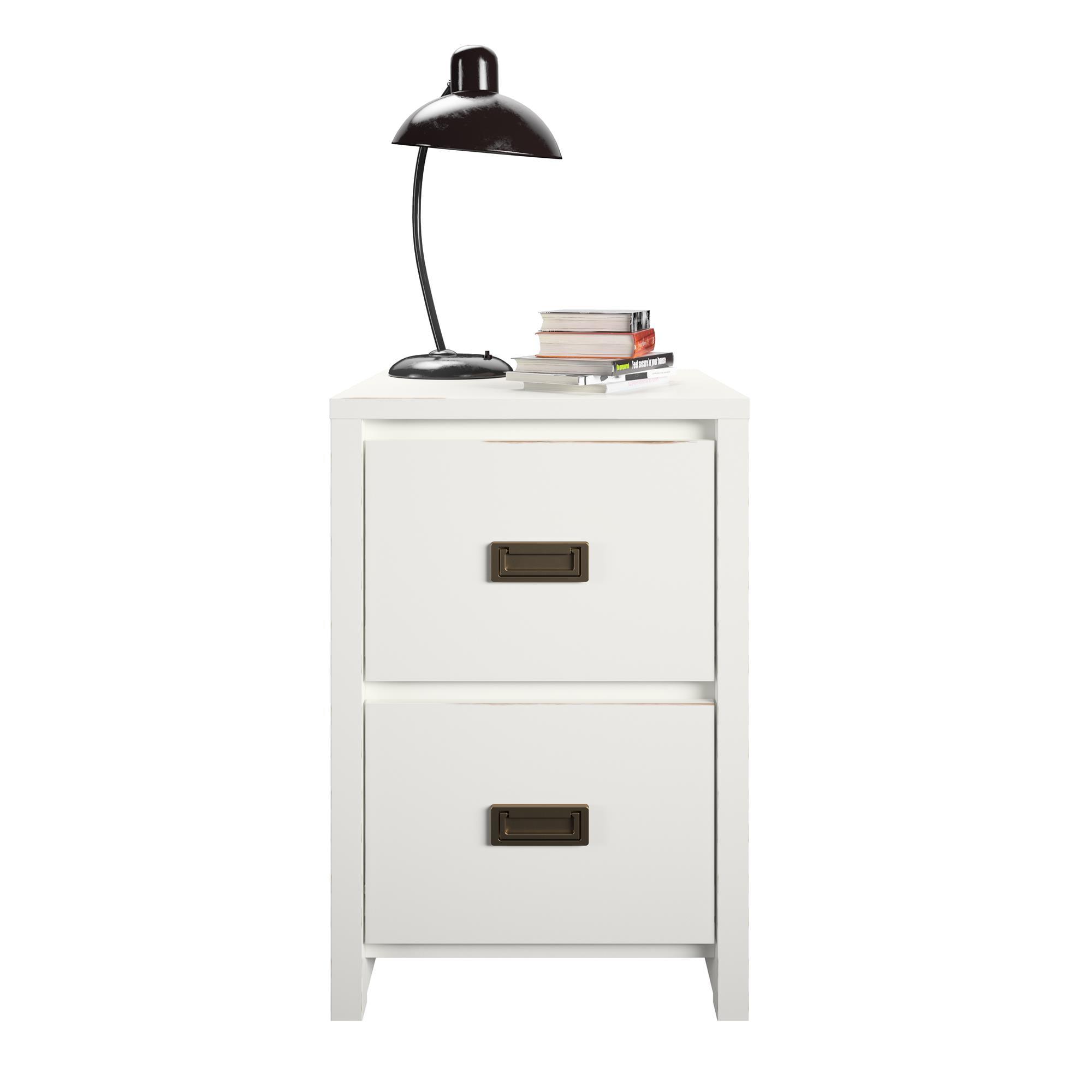 Classic White and Gold 2-Drawer Kids' Nightstand