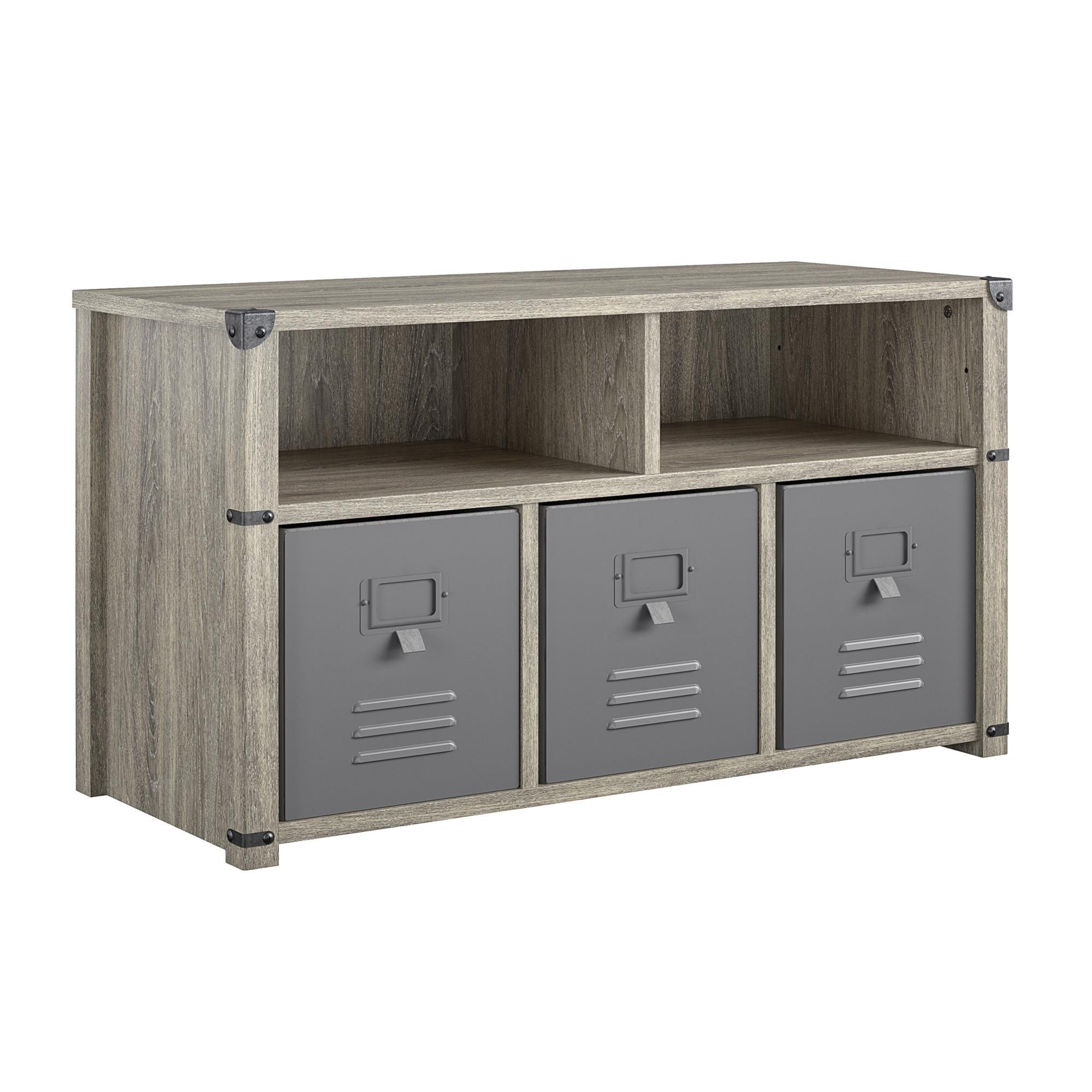 Grey Oak Industrial Nova Bedroom Storage Bench with Metal Accents