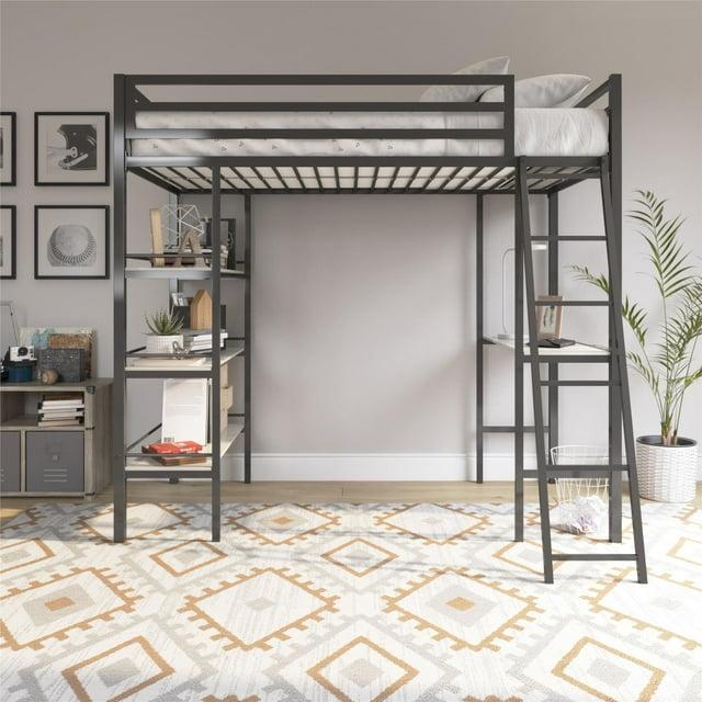 Max & Finn Nova Twin Metal Platform Loft Bed with Built-in-Desk