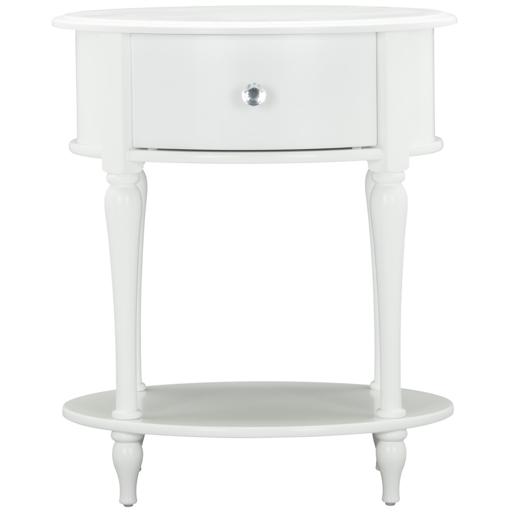 Rowan Valley Laren Oval White Nightstand with Decorative Wood Legs