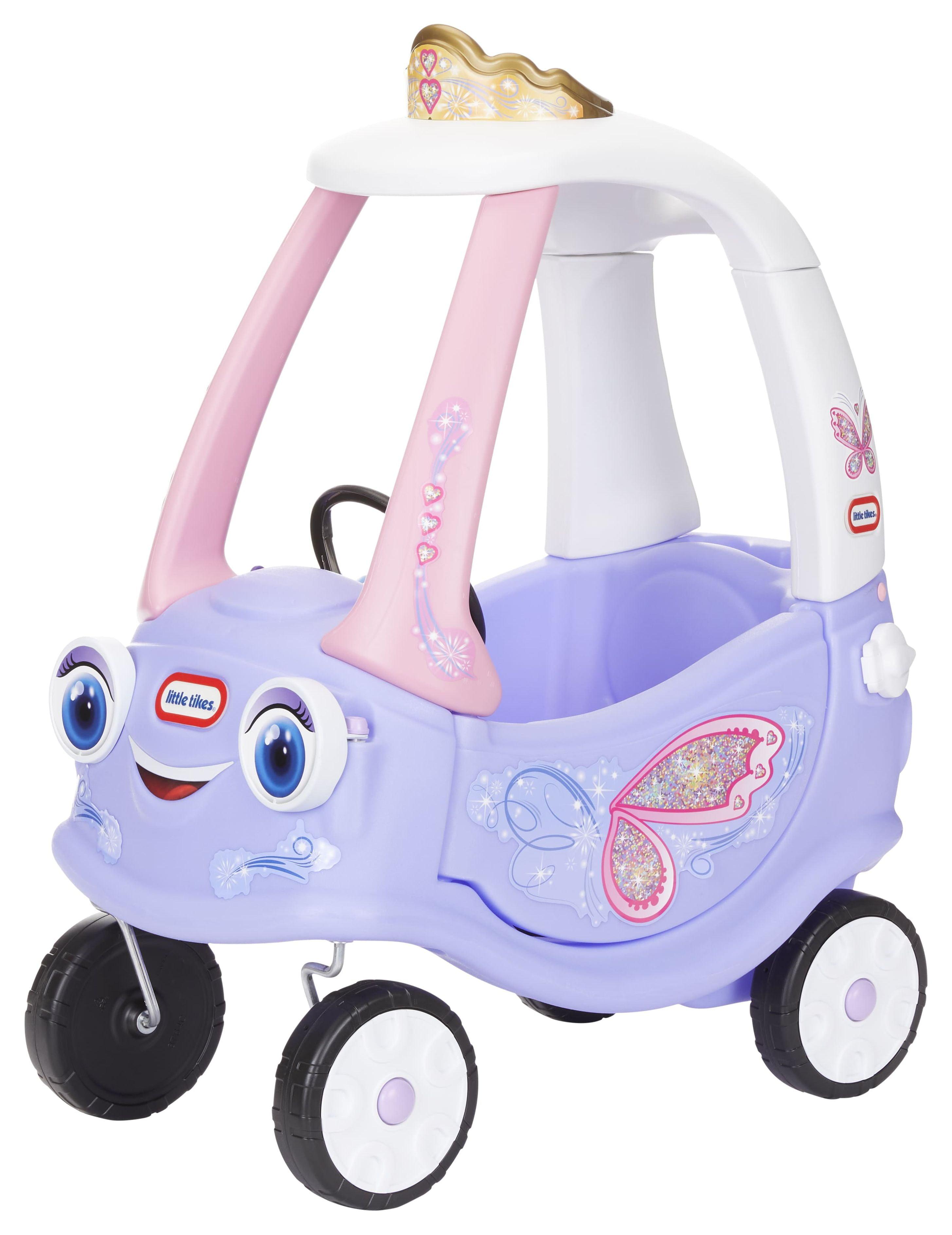 Fairy-Themed Purple and Pink Ride-On Coupe with Crown