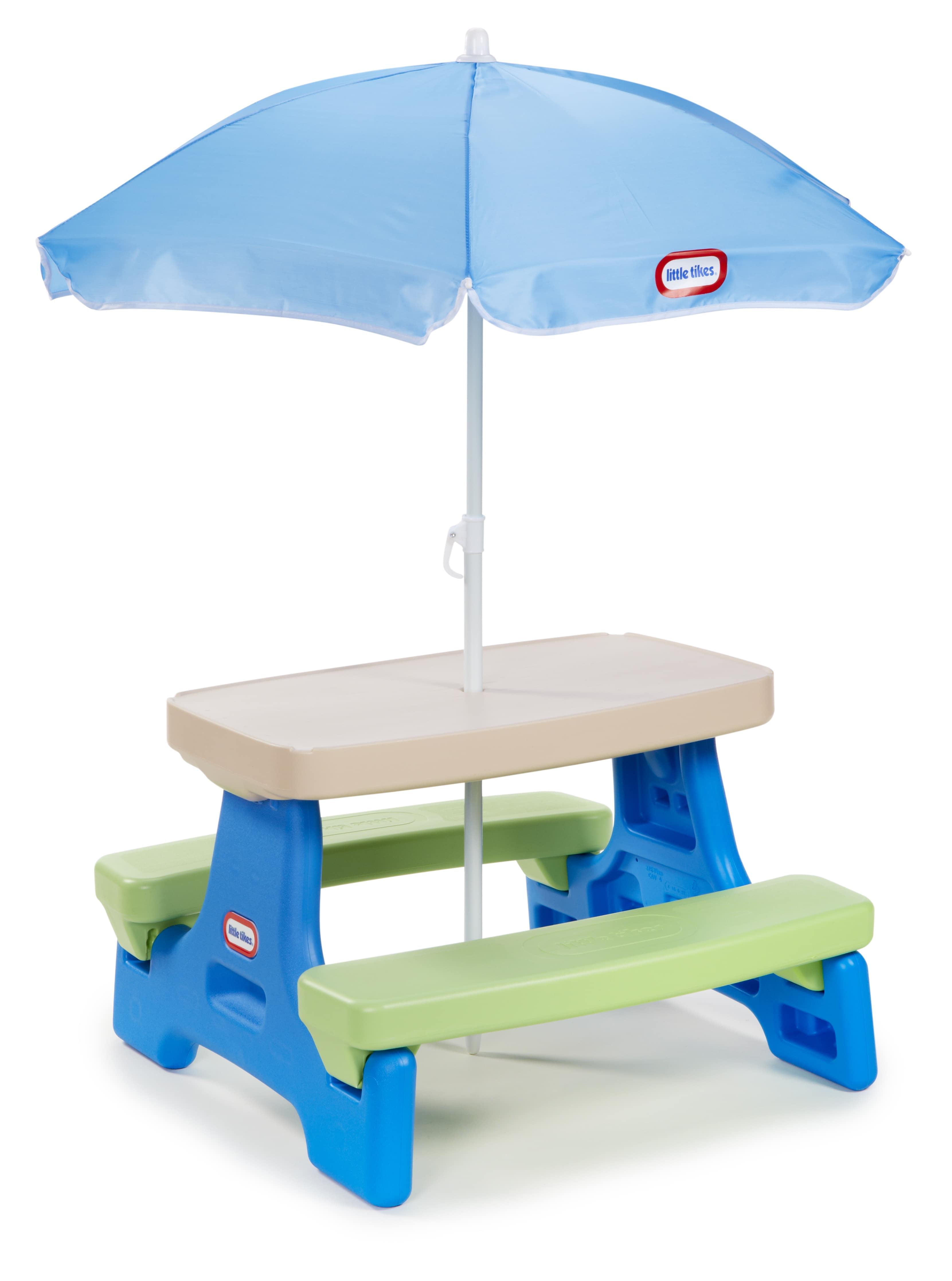 Little Tikes Easy Store Kids Picnic Table with Sunshade Umbrella