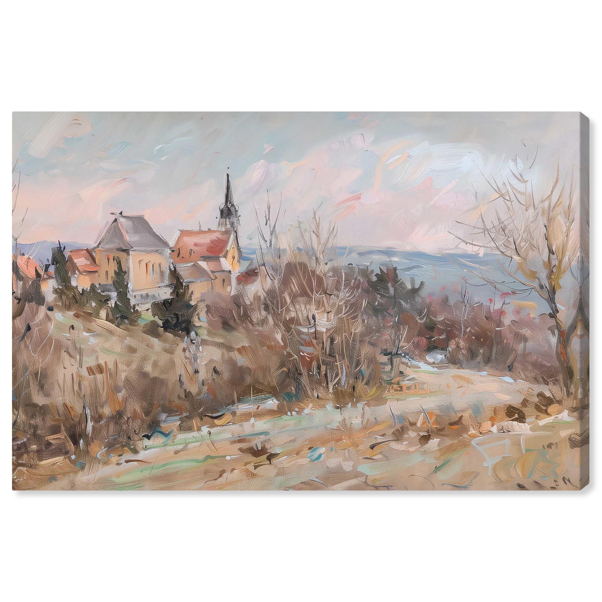 Art Remedy Little Town Canvas Classic Landscape Art by Art Remedy